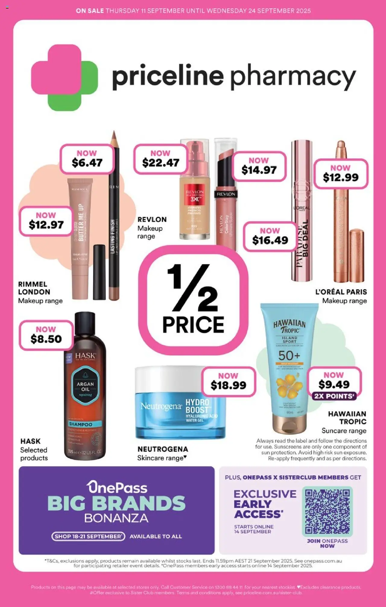 Priceline Pharmacy catalogue - valid from 11.09.2025 | Page: 1 | Products: Butter, Shampoo, Makeup, Water