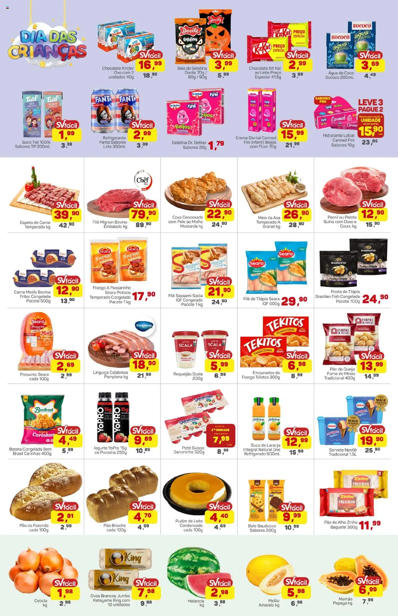 Supermercados São Vicente Folheto - válido de 10.10.2025 | Página: 3 | Produtos: Leite, Pão, Carne, Requeijão