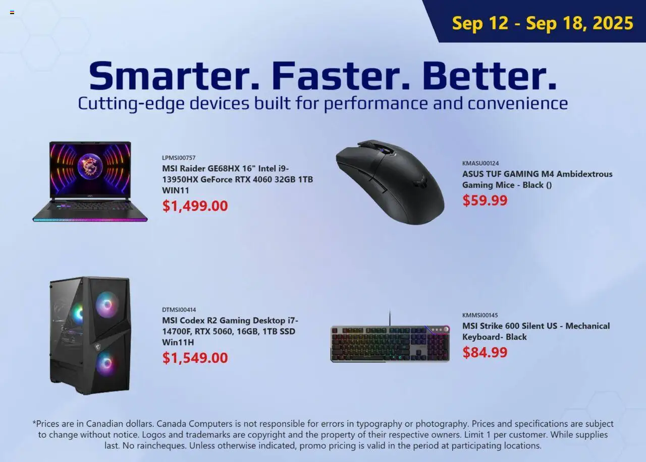 Canada Computers flyer valid from 12.09.2025 | Page: 1 | Products: Keyboard