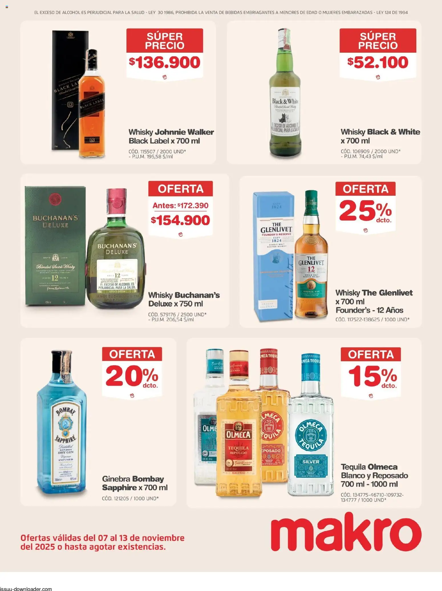 Makro revista - valida desde el 07.11.2025 | Página: 15 | Productos: Ginebra, Gin, Tequila, Tintura