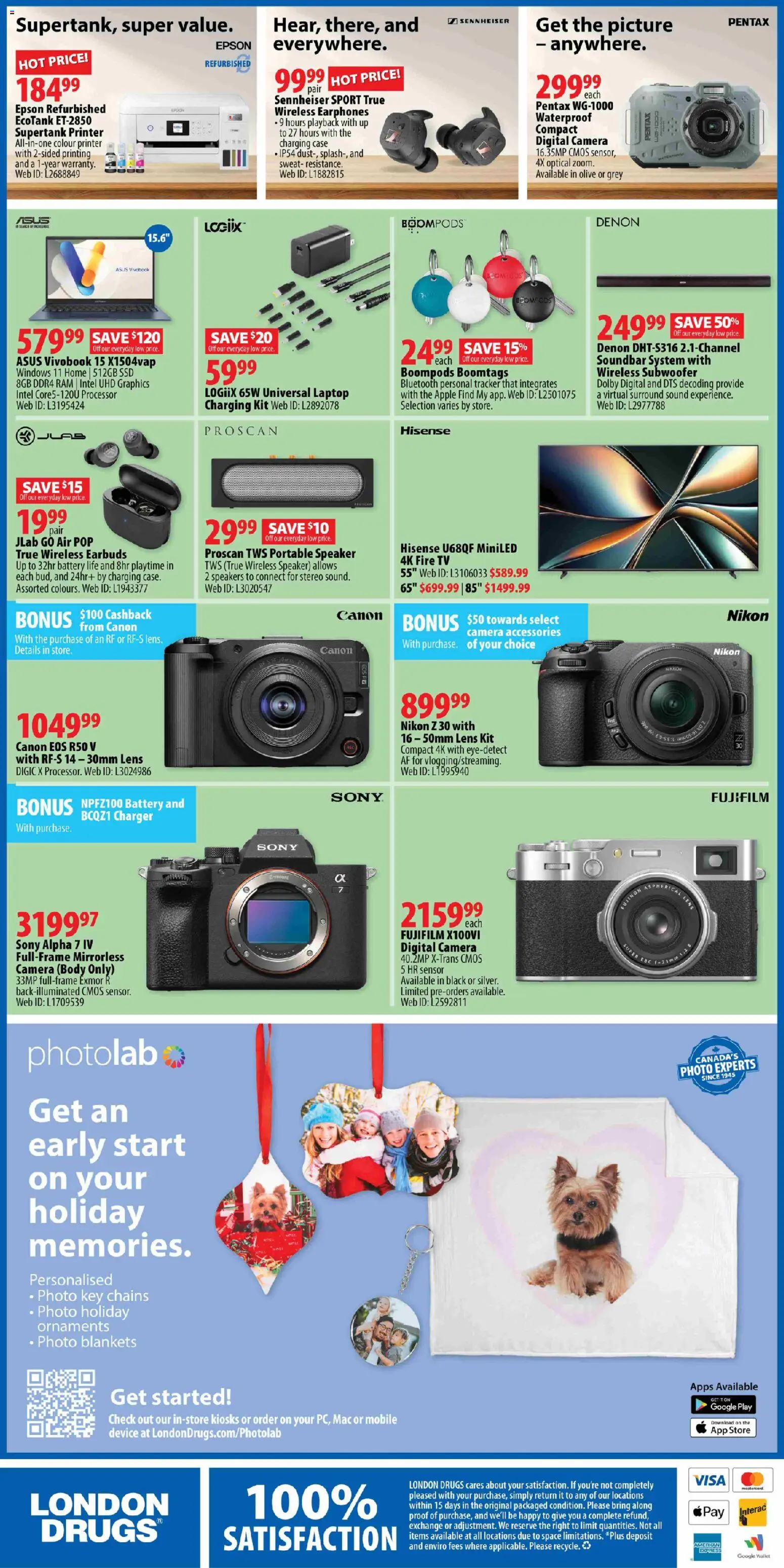 London Drugs flyer valid from 23.10.2025 | Page: 7 | Products: Printer, Case, Speaker, Battery