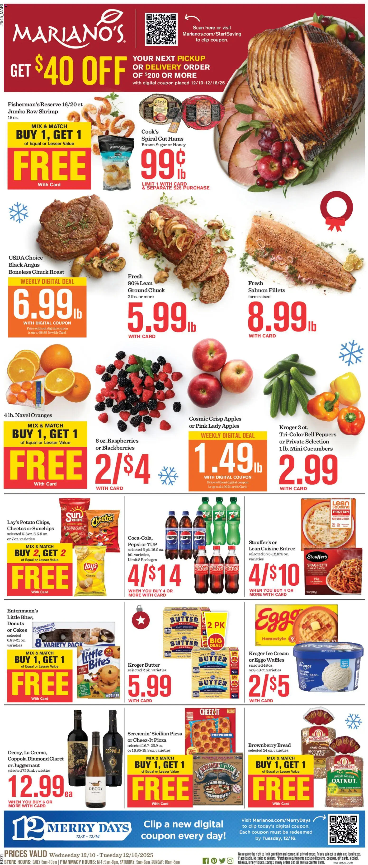 Mariano's Weekly Ad - valid from 10.12.2025 | Page: 1 | Products: Butter, Cream, Ice cream, Sauce