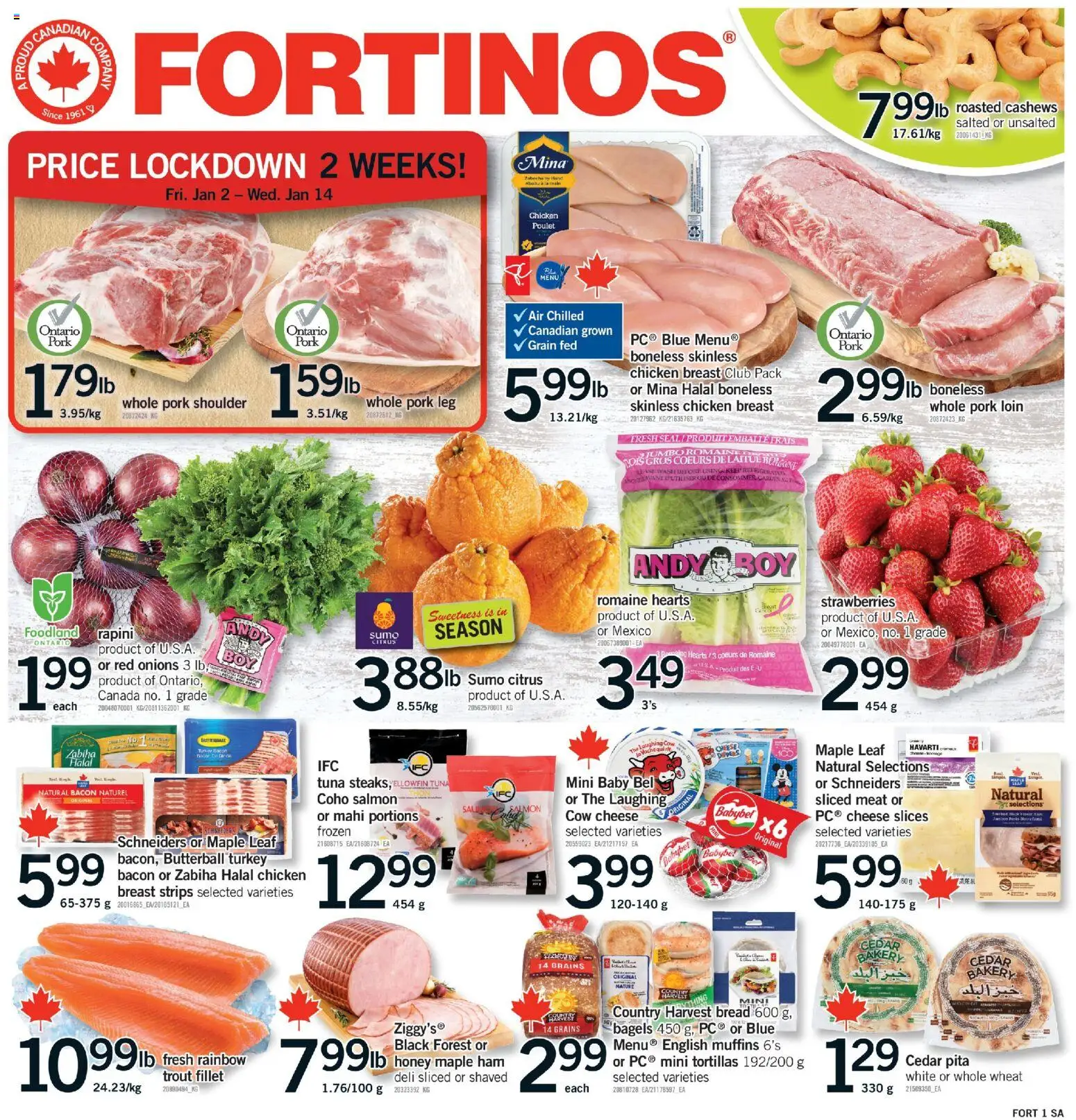 Fortinos flyer valid from 01.01.2026 | Page: 1 | Products: Turkey, Cheese, Ham, Chicken