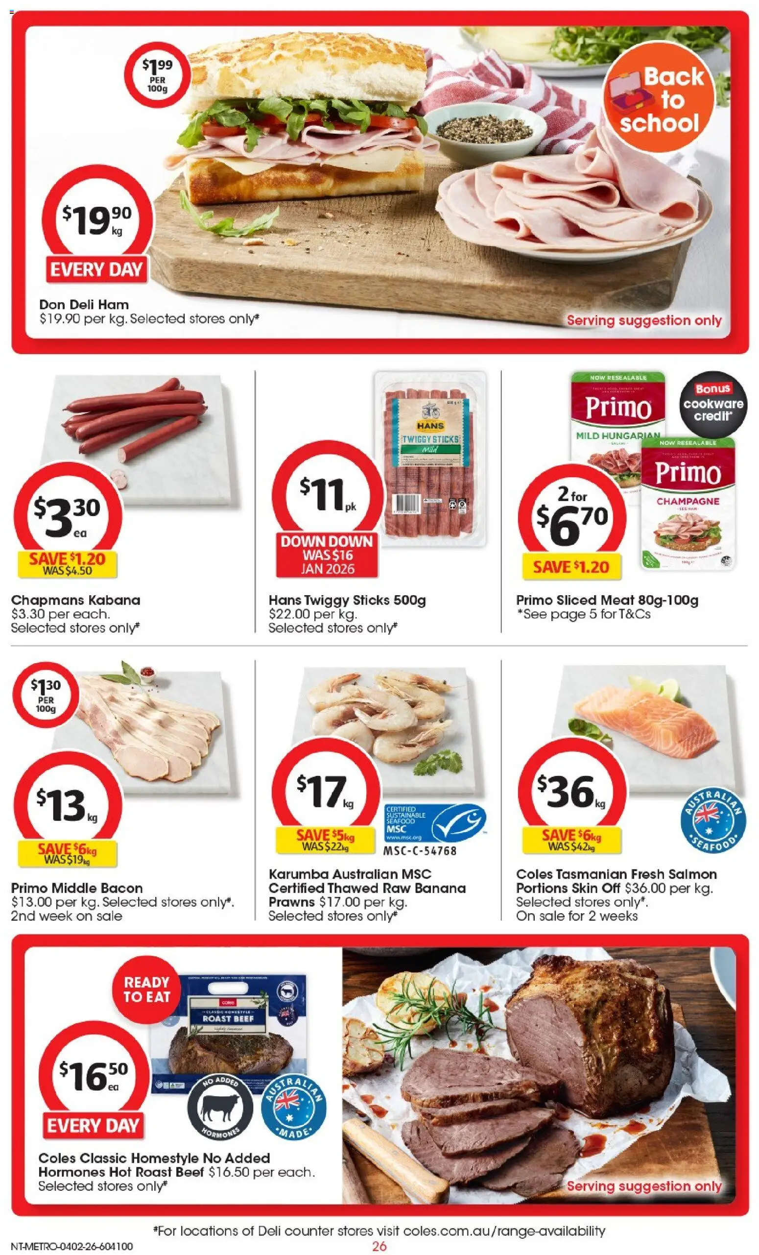 Coles catalogue - valid from 04.02.2026 | Page: 27 | Products: Bacon, Prawns, Sustainable, Seafood