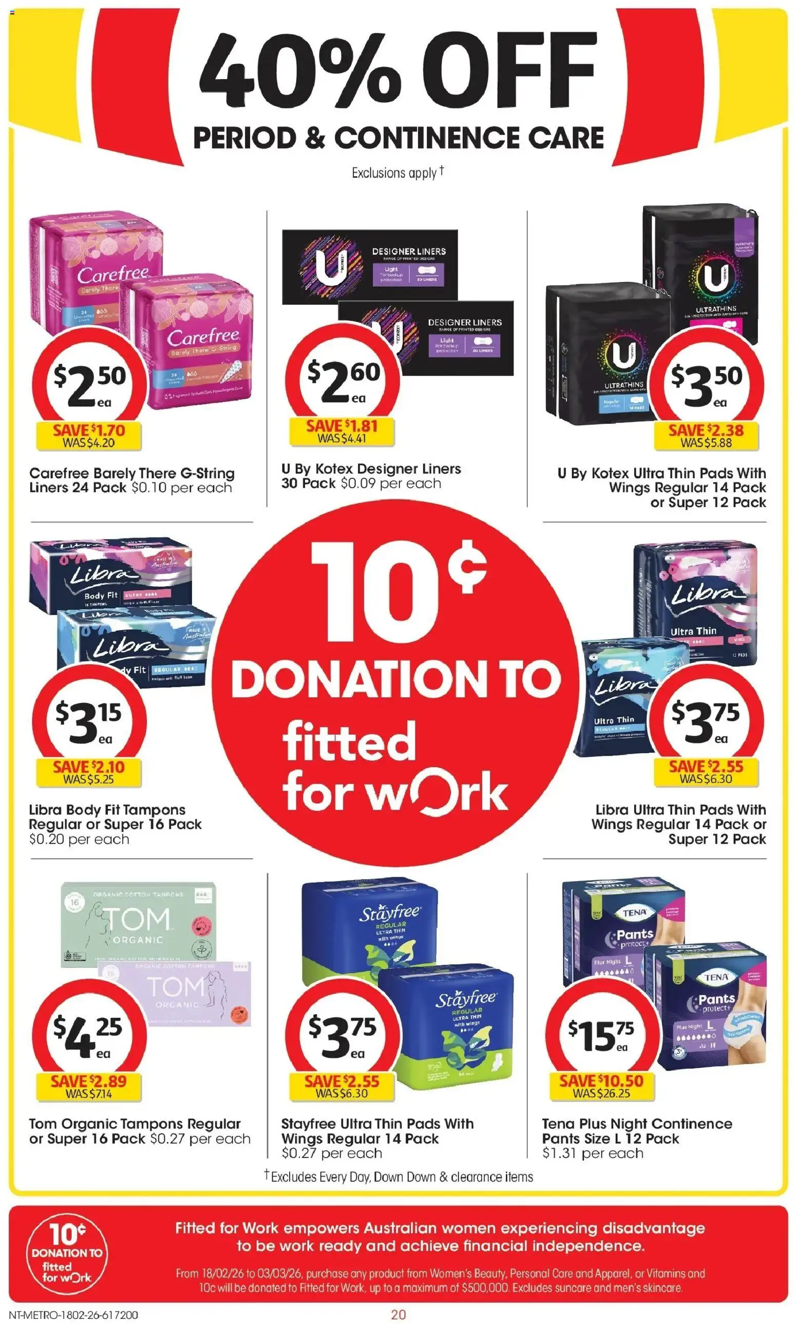 Coles catalogue - valid from 18.02.2026 | Page: 20 | Products: Light, Pants, Tampons
