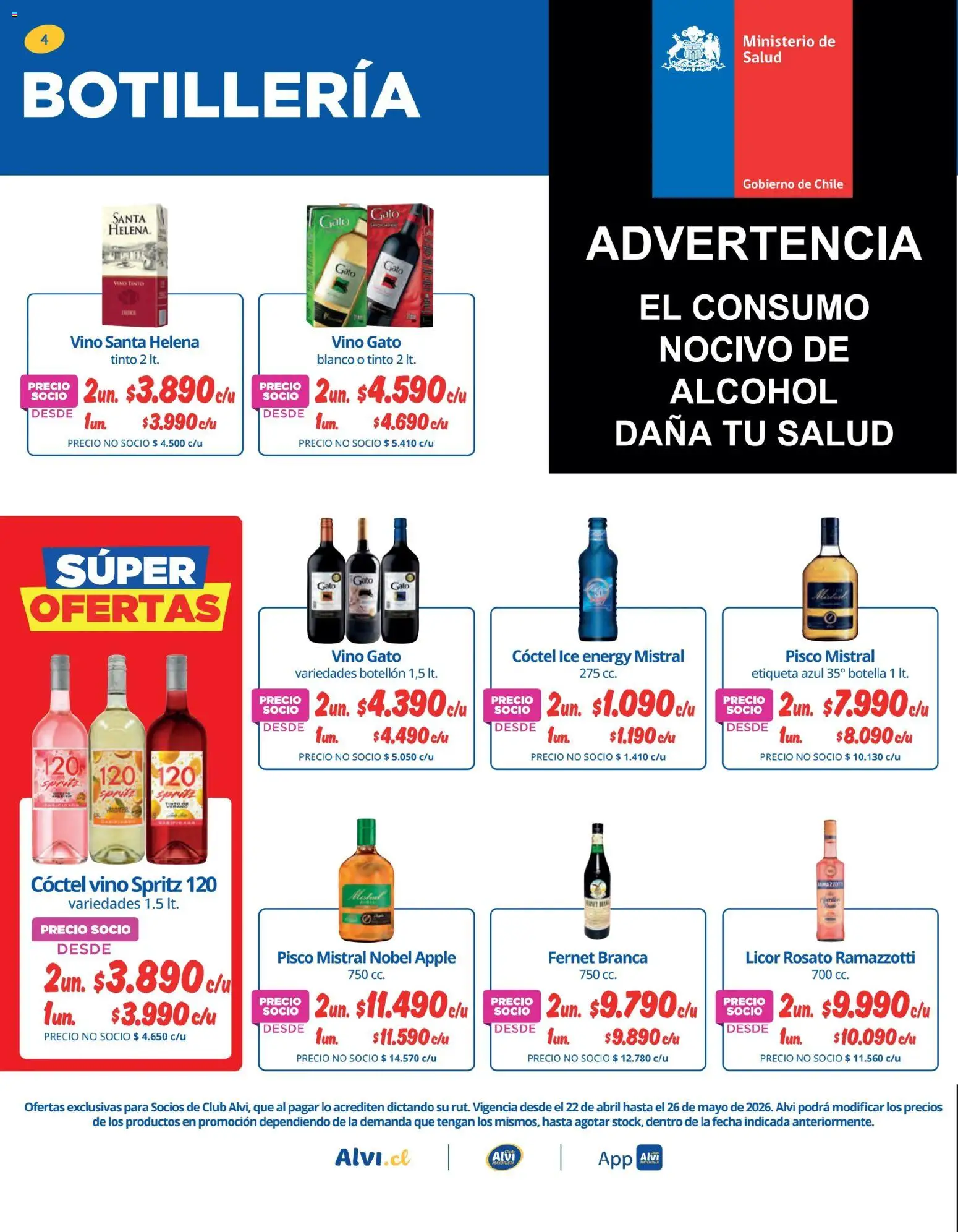 Alvi Ofertas  │ válido desde el 22.04.2026 | Página: 4 | Productos: Botella, Vino, Fernet