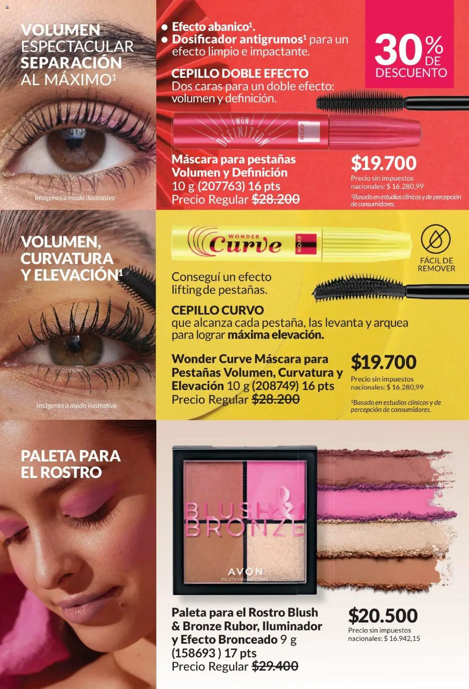 Catálogo AVON Campaña 4/2026 │ válido desde el 01.04.2026 | Página: 43 | Productos: Iluminador, Cepillo, Máscara, Paleta