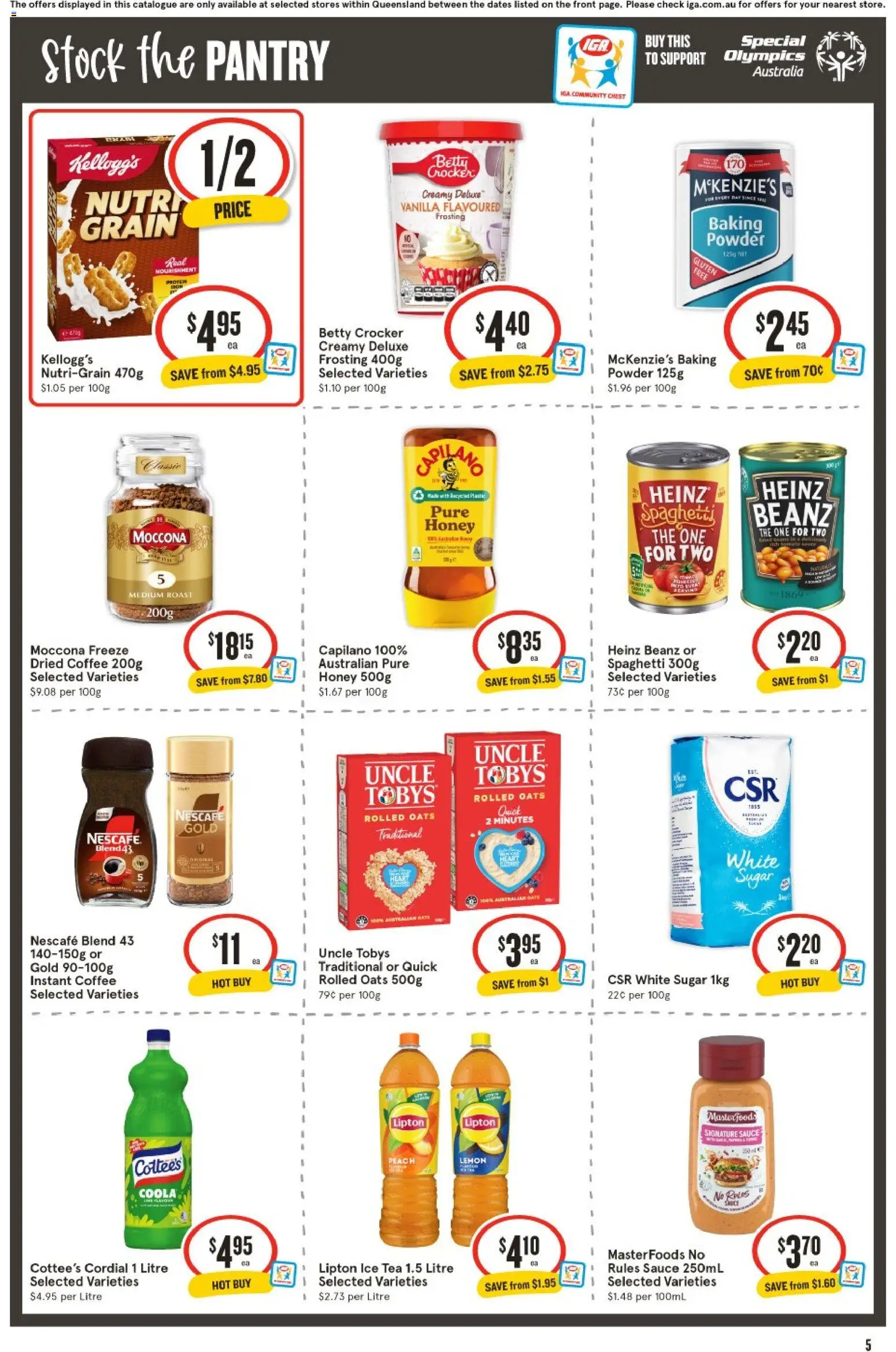 IGA catalogue - valid from 29.04.2026 | Page: 4 | Products: Powder, Frosting, Oats, Peach