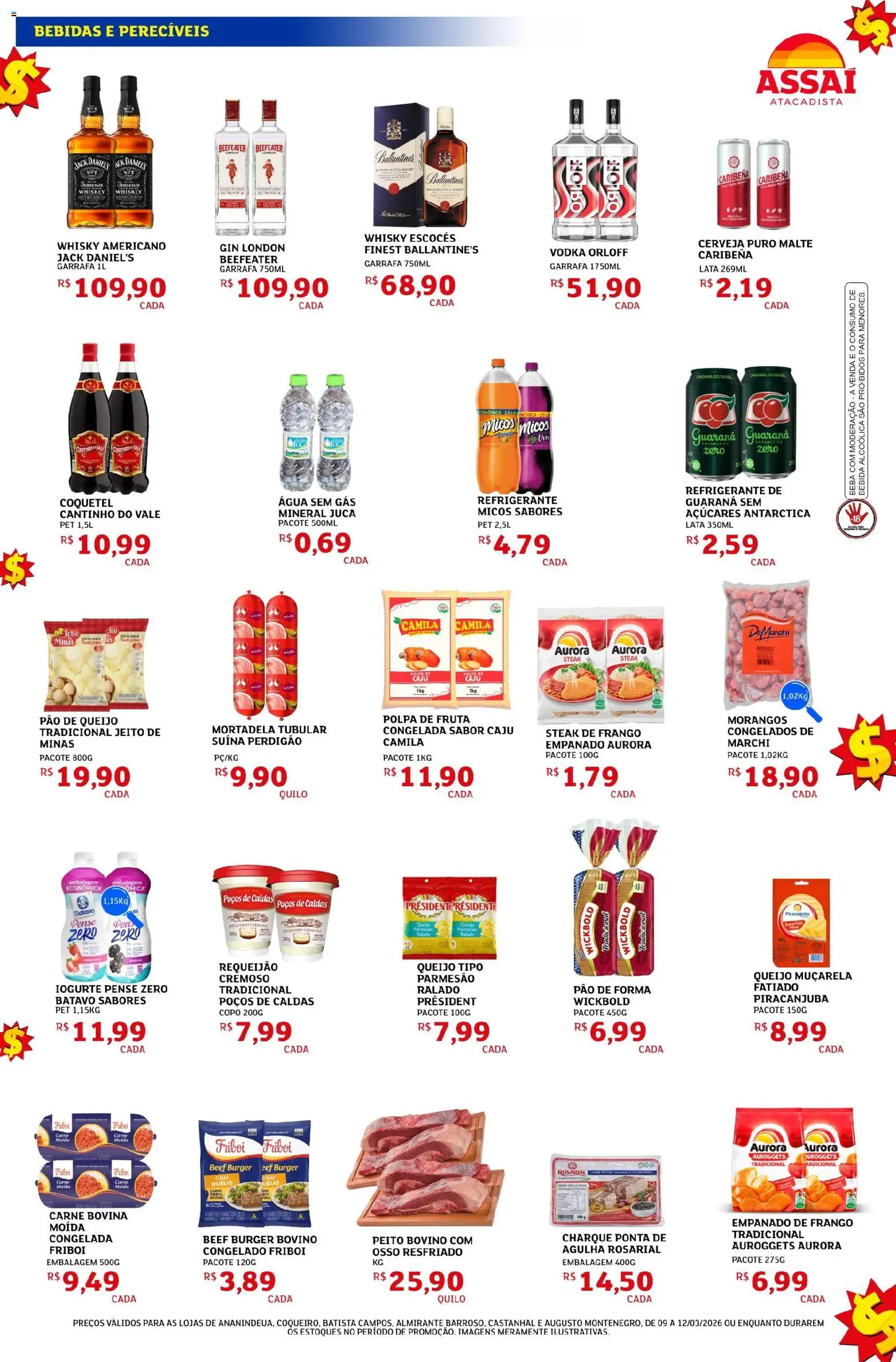 Assaí Atacadista Folheto - válido de 09.03.2026 | Página: 3 | Produtos: Caju, Whisky, Queijo, Requeijão