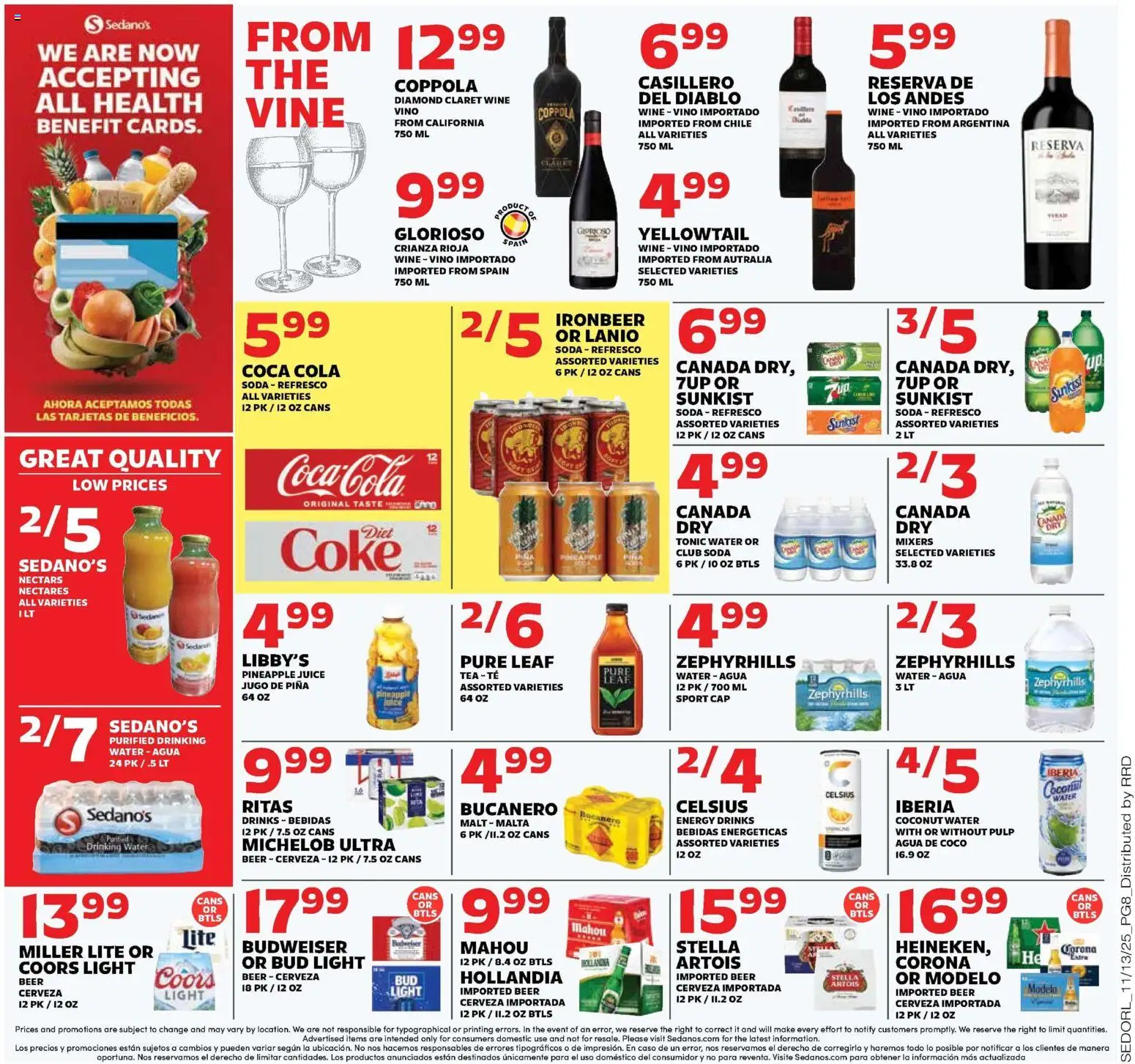 Sedano's Weekly Ad - valid from 12.11.2025 | Page: 8 | Products: Juice, Wine, Pineapple, Cap