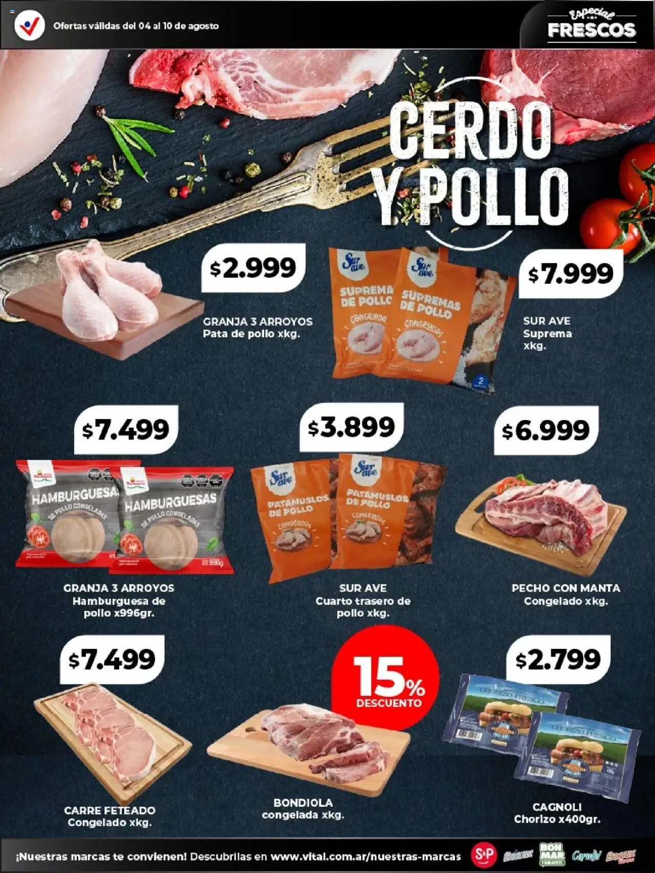 Vital - Especial frescos │ válido desde el 04.08.2025 | Página: 3 | Productos: Pollo, Chorizo, Cerdo, Té
