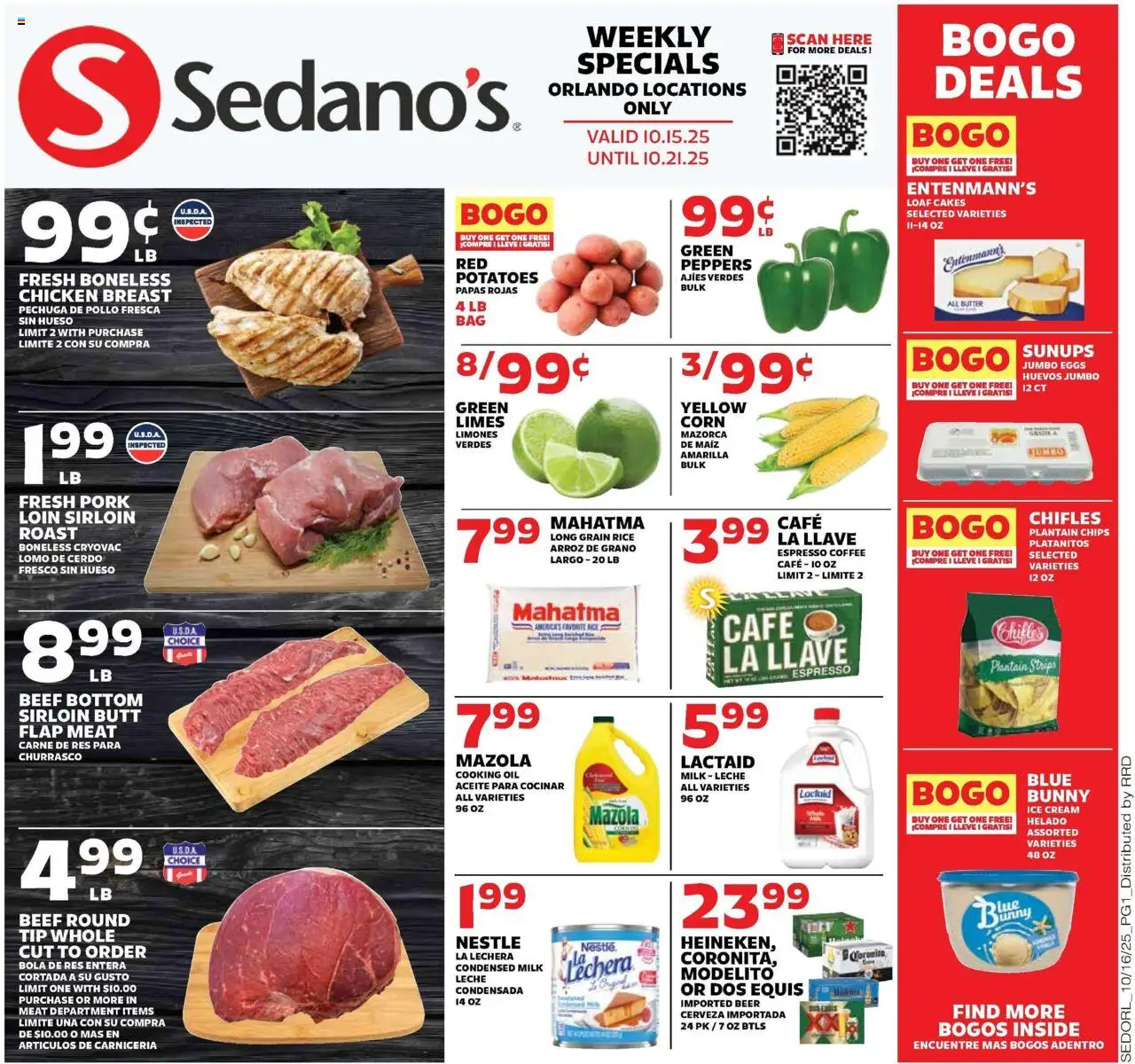 Sedano's - Current Ad - FL - valid from 15.10.2025 | Page: 1 | Products: Corn, Eggs, Pork, Ice cream