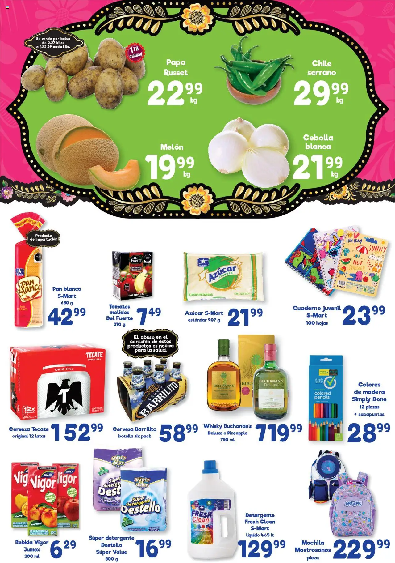 Nuevas ofertas de S-Mart válidas en toda la República Mexicana desde el 15.08.2025. ¡Encuentra las mejores ofertas en S-Mart - Folleto - Monterrey! | Página: 5 | Productos: Cebolla, Bolsa, Notebook, Tomates