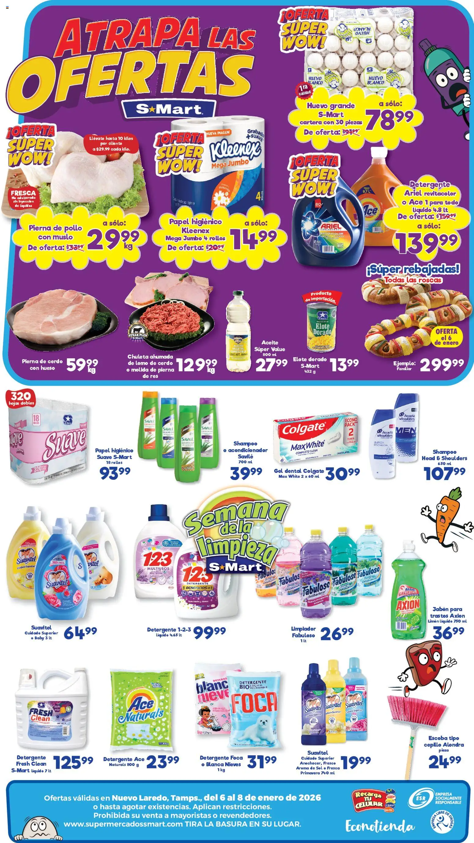 Nuevas ofertas de S-Mart válidas en toda la República Mexicana desde el 06.01.2026. ¡Encuentra las mejores ofertas en S-Mart folleto Nuevo Laredo! | Página: 2 | Productos: Limón, Cerdo, Res, Fragancia