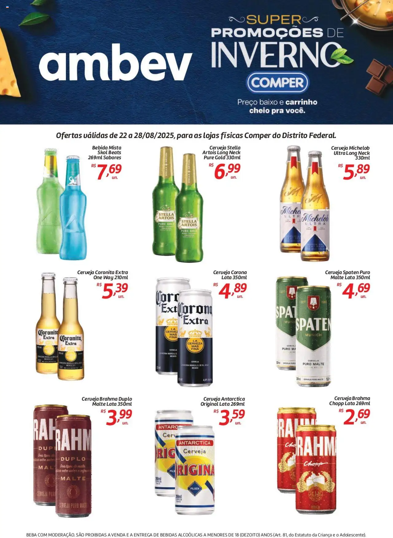 Comper Folheto - válido de 22.08.2025 | Página: 1 | Produtos: Cerveja, Carrinho, Baixo, Bebida