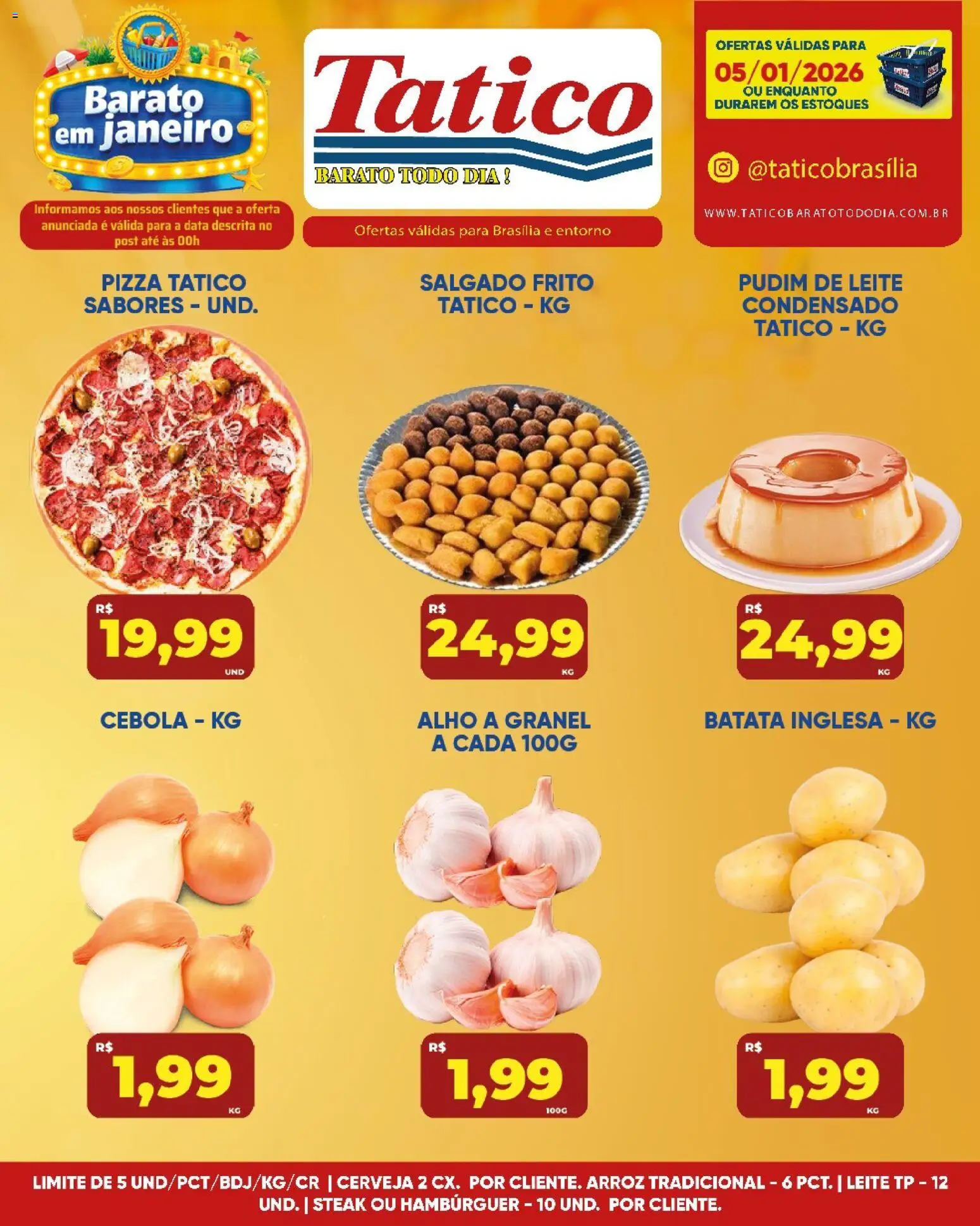 Tatico Folheto - válido de 05.01.2026 | Página: 7 | Produtos: Leite, Pizza, Cerveja, Hambúrguer