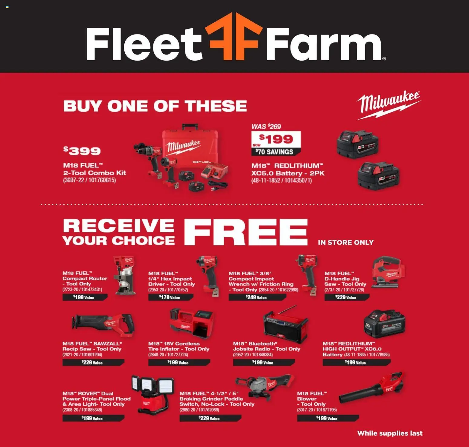 Mills Fleet Farm Weekly Ad - valid from 18.12.2025 | Page: 3 | Products: Battery, Tire, Radio, Grinder