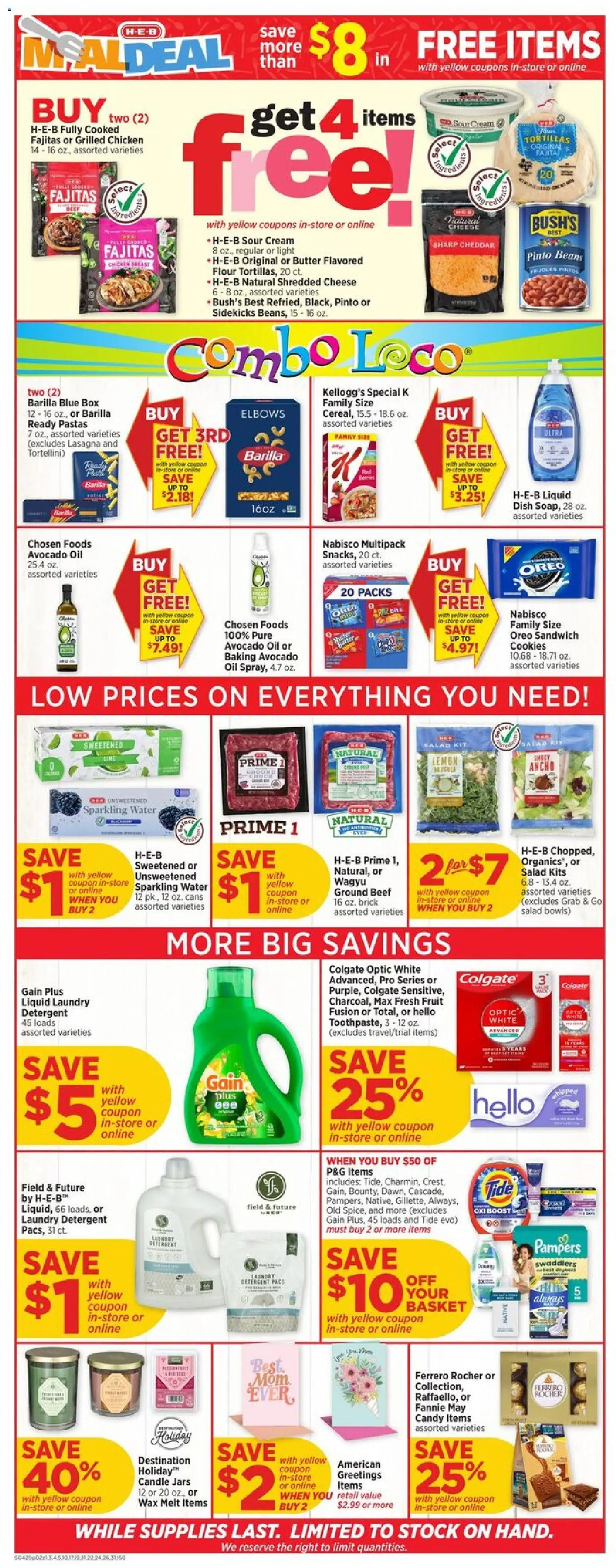 H-E-B Weekly Ad - valid from 29.04.2026 | Page: 2 | Products: Basket, Butter, Sour cream, Detergent