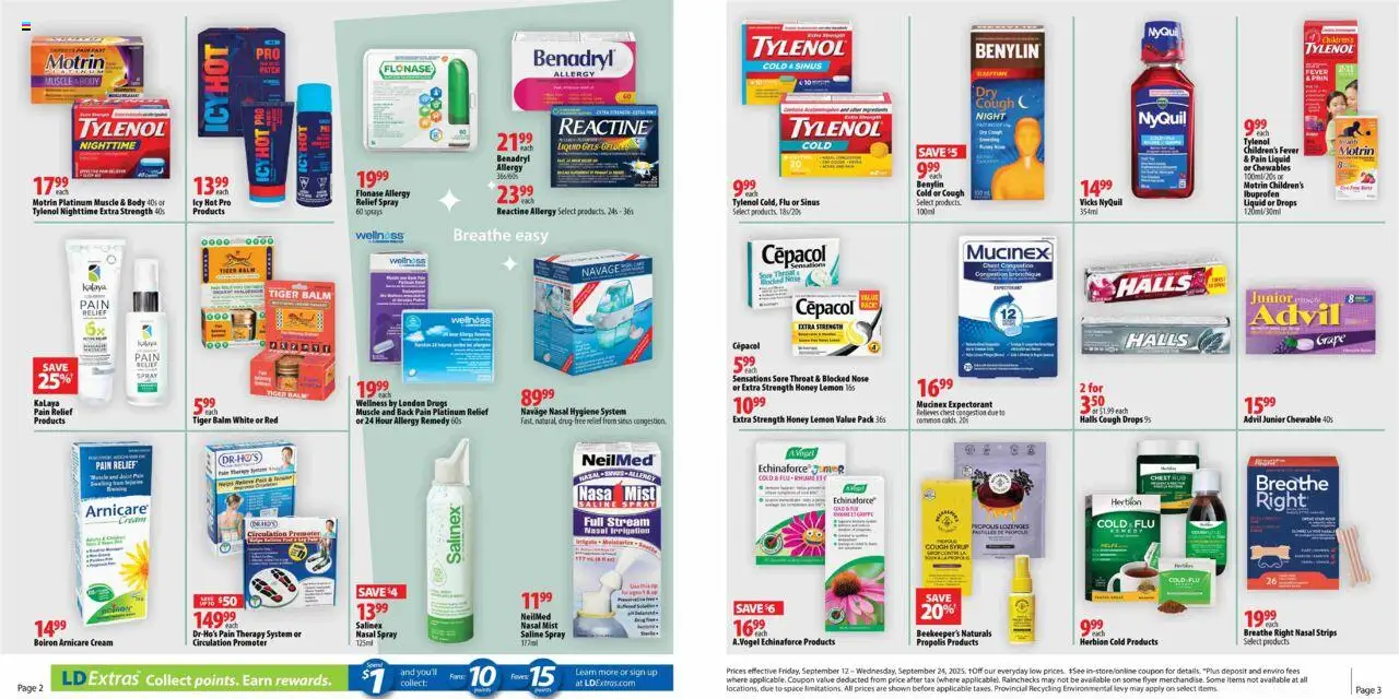 London Drugs flyer valid from 12.09.2025 | Page: 1 | Products: Cream, Hat