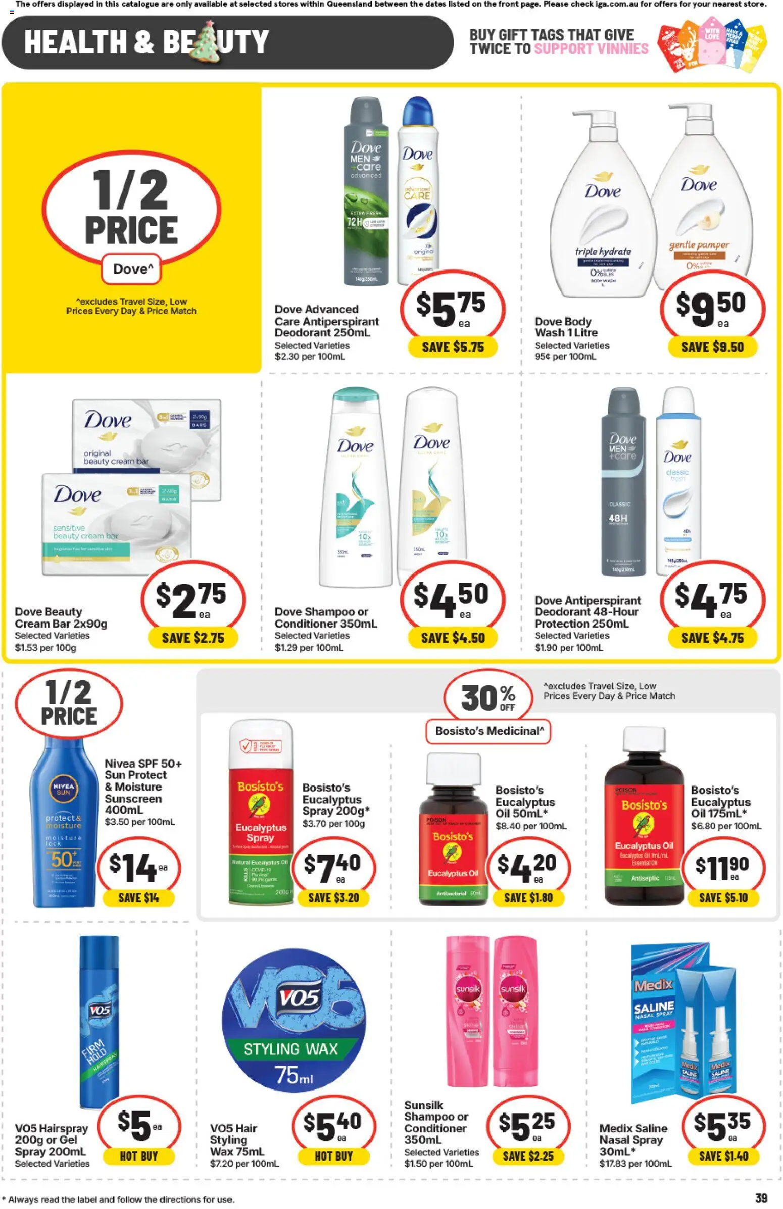 IGA catalogue - valid from 12.11.2025 | Page: 39 | Products: Shampoo, Conditioner, Sunscreen, Nasal spray