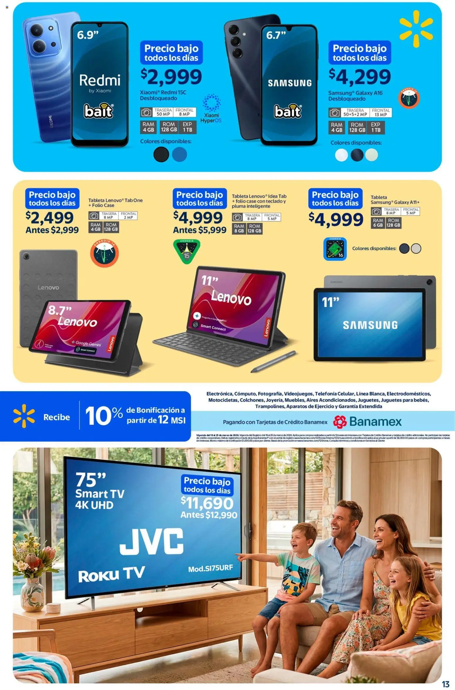 Nuevas ofertas de Walmart válidas en toda la República Mexicana desde el 05.03.2026. ¡Encuentra las mejores ofertas en Walmart folleto Sol, arena y bronceador a precios bajos! | Página: 13 | Productos: Tableta, Teclado