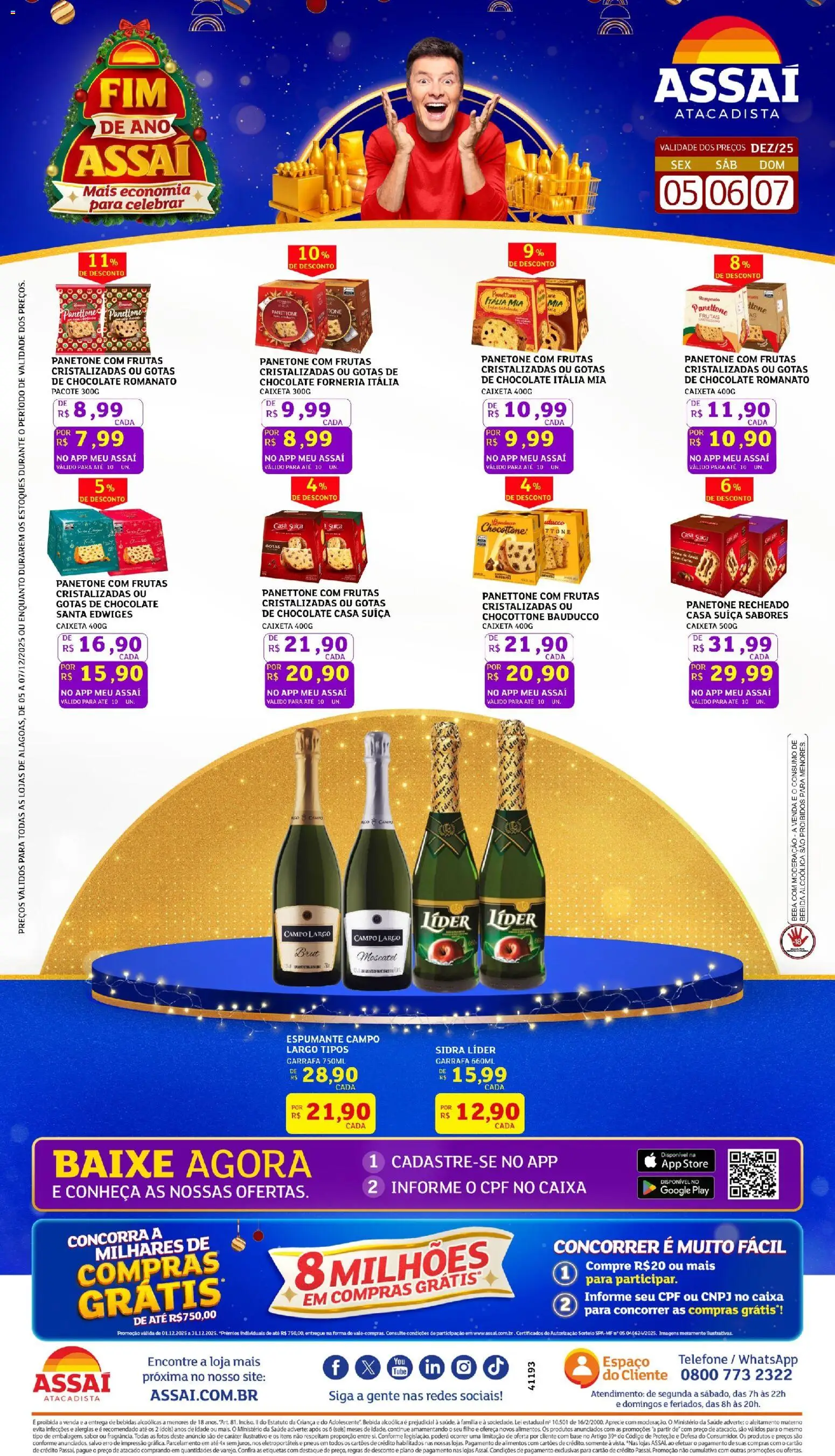 Assaí Atacadista Folheto - válido de 05.12.2025 | Página: 1 | Produtos: Caixa, Chocolate, Base, Telefone