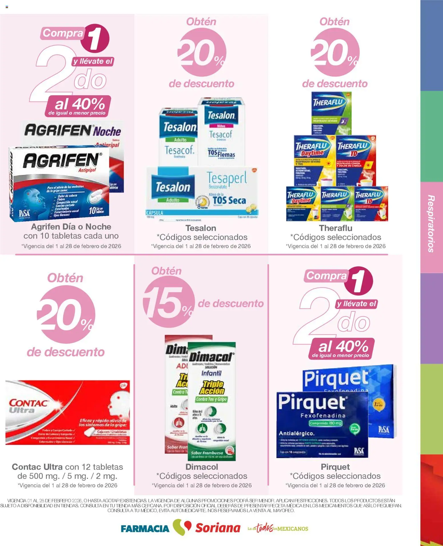 Nuevas ofertas de Soriana válidas en toda la República Mexicana desde el 01.02.2026. ¡Encuentra las mejores ofertas en Soriana - Folleto Farmacia Soriana Febrero Mercado Nacional! | Página: 20 | Productos: Antigripal, Caja