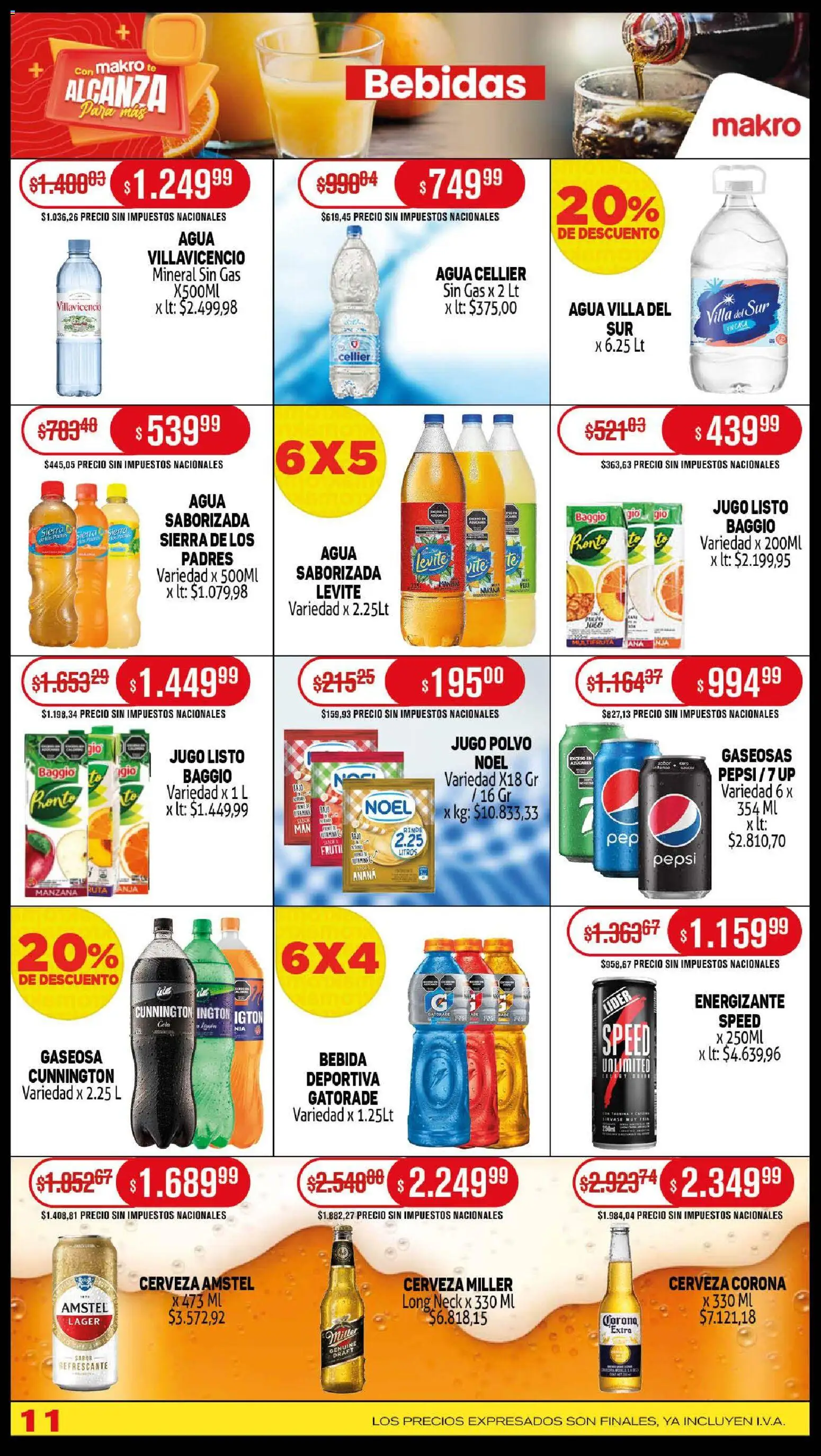 Makro ofertas │ válido desde el 23.10.2025 | Página: 11 | Productos: Ananá, Agua, Jugo, Cerveza