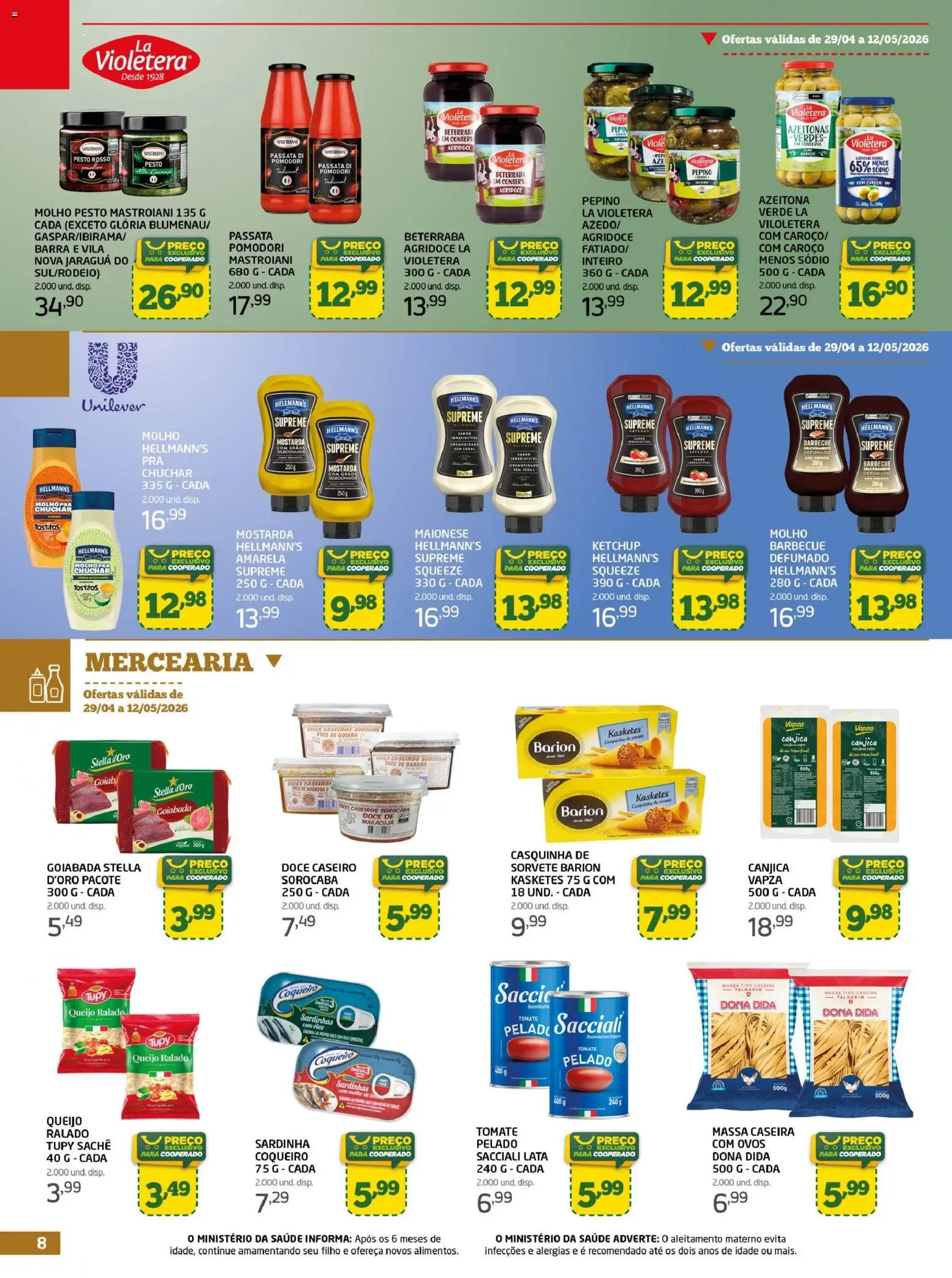Cooper Folheto - válido de 29.04.2026 | Página: 8 | Produtos: Maracujá, Queijo, Massa, Sardinha