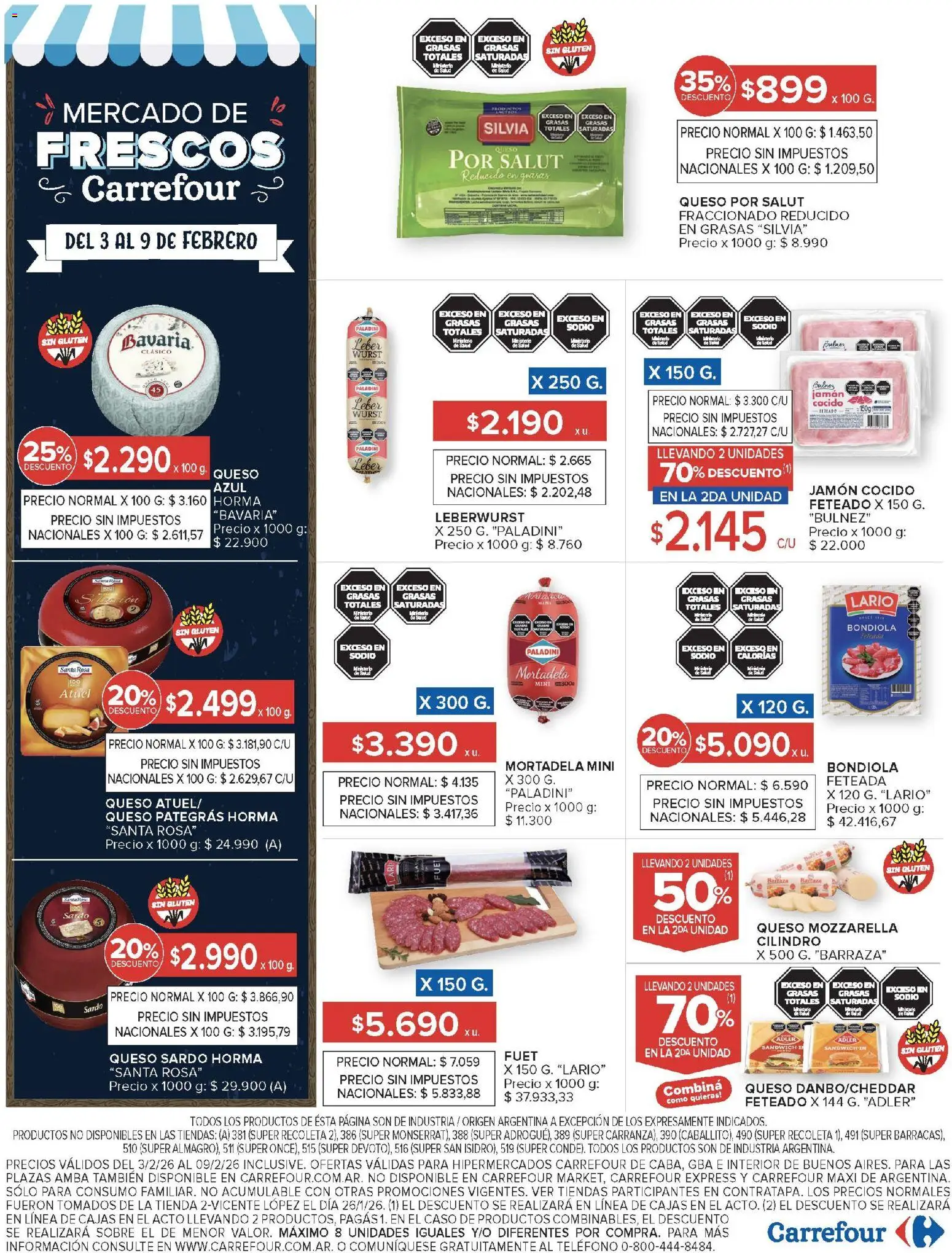 Carrefour ofertas │ válido desde el 03.02.2026 | Página: 19 | Productos: Caso, Sobre, Jamón cocido, Queso