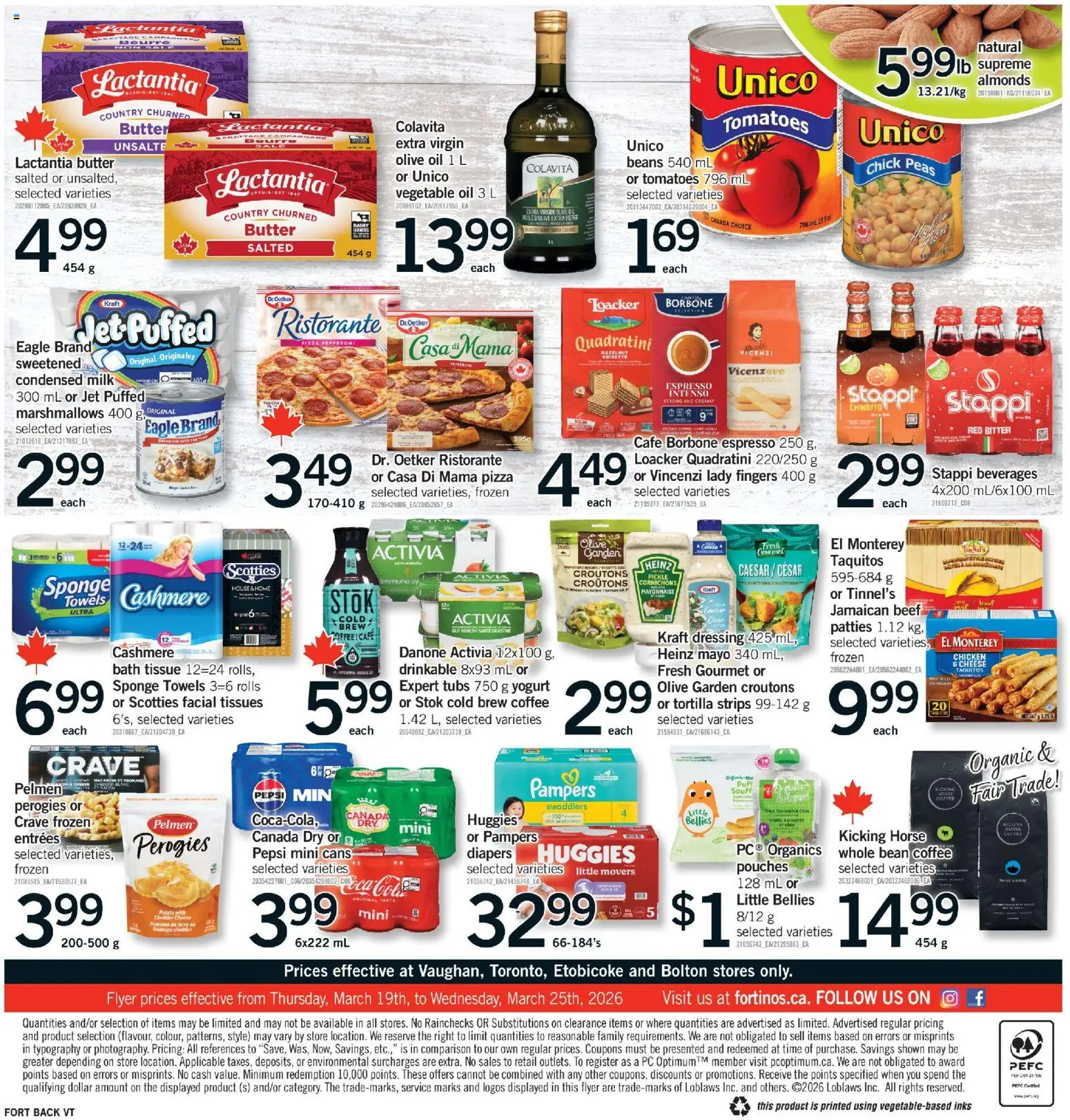 Fortinos flyer valid from 19.03.2026 | Page: 2 | Products: Sponge, Bath, Butter, Pizza