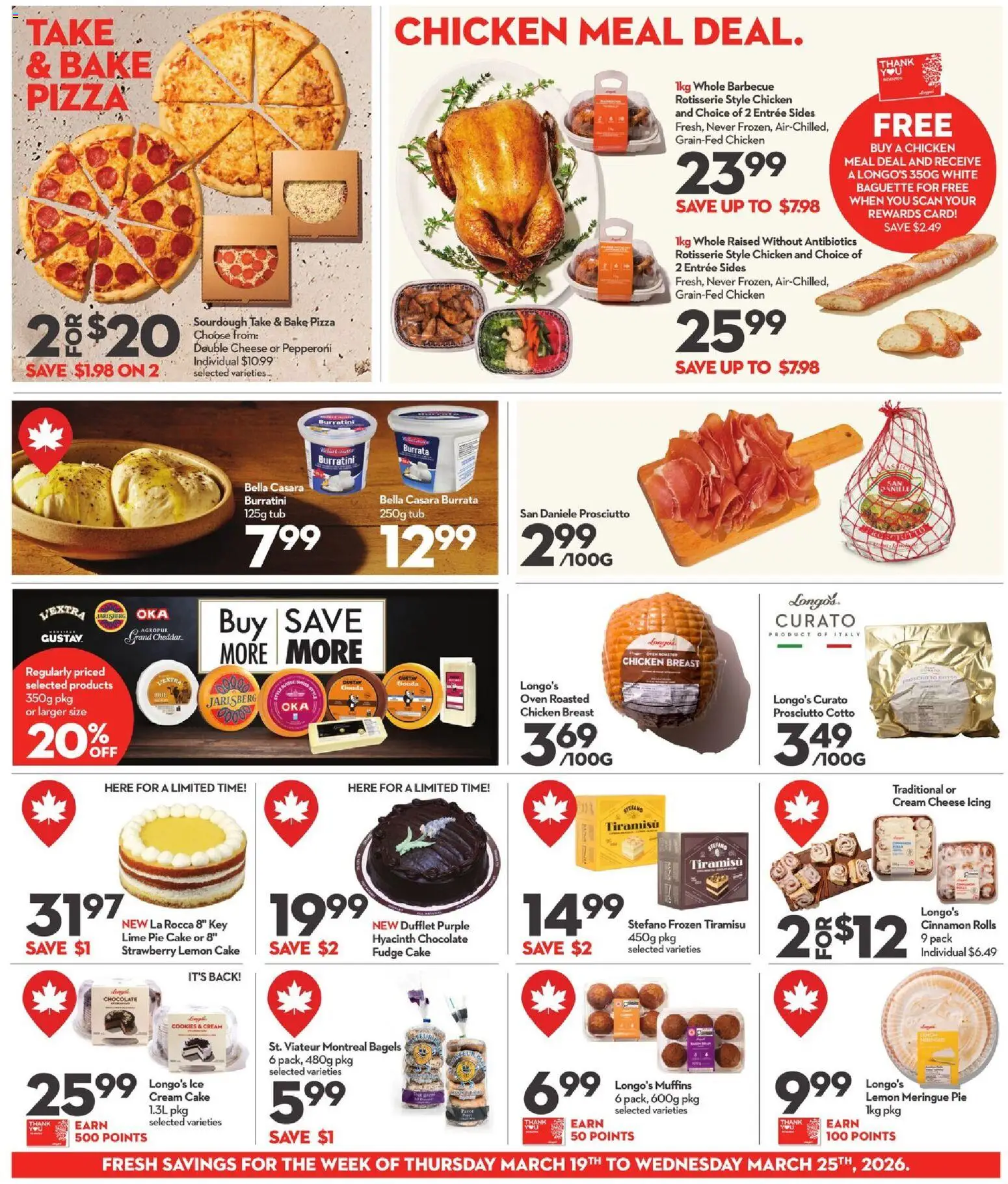 Longo's flyer valid from 19.03.2026 | Page: 6 | Products: Cream, Cookies, Cheese, Pizza