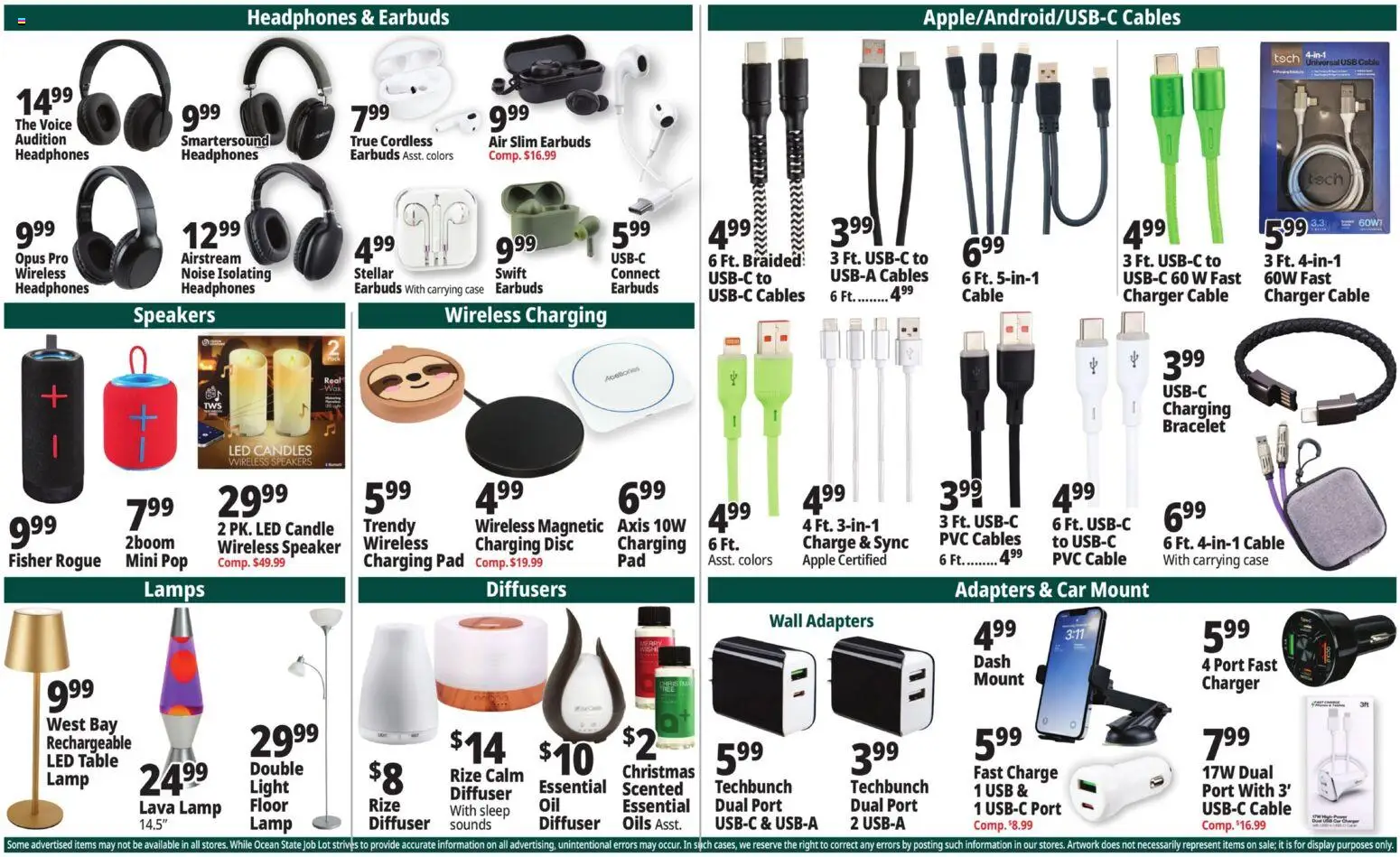 Ocean State Job Lot Weekly Ad - MA - valid from 27.11.2025 | Page: 32 | Products: Table, Cable, Charger, Speaker