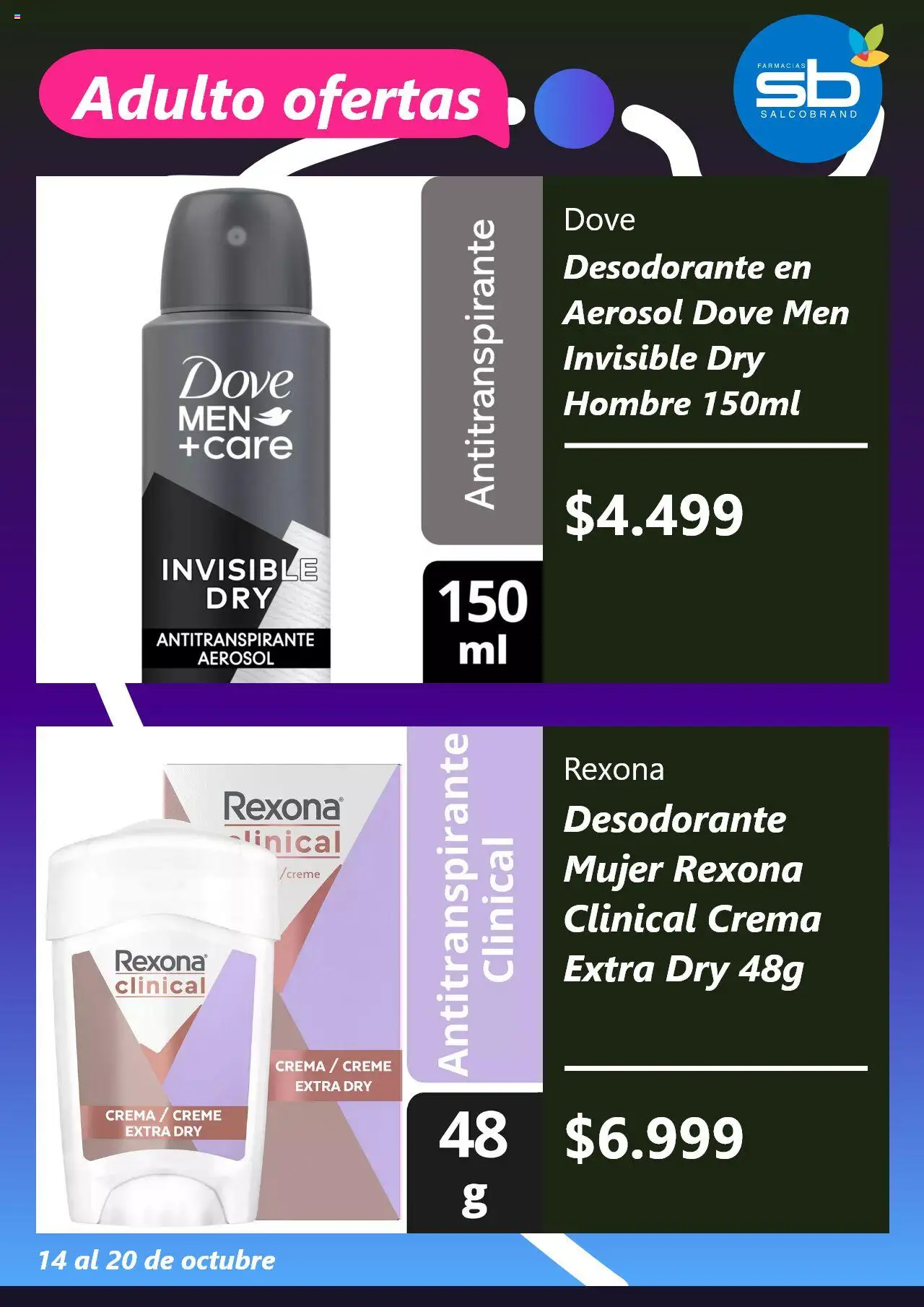 Salcobrand ofertas  │ válido desde el 14.10.2025 | Página: 5 | Productos: Desodorante, Antitranspirante, Crema