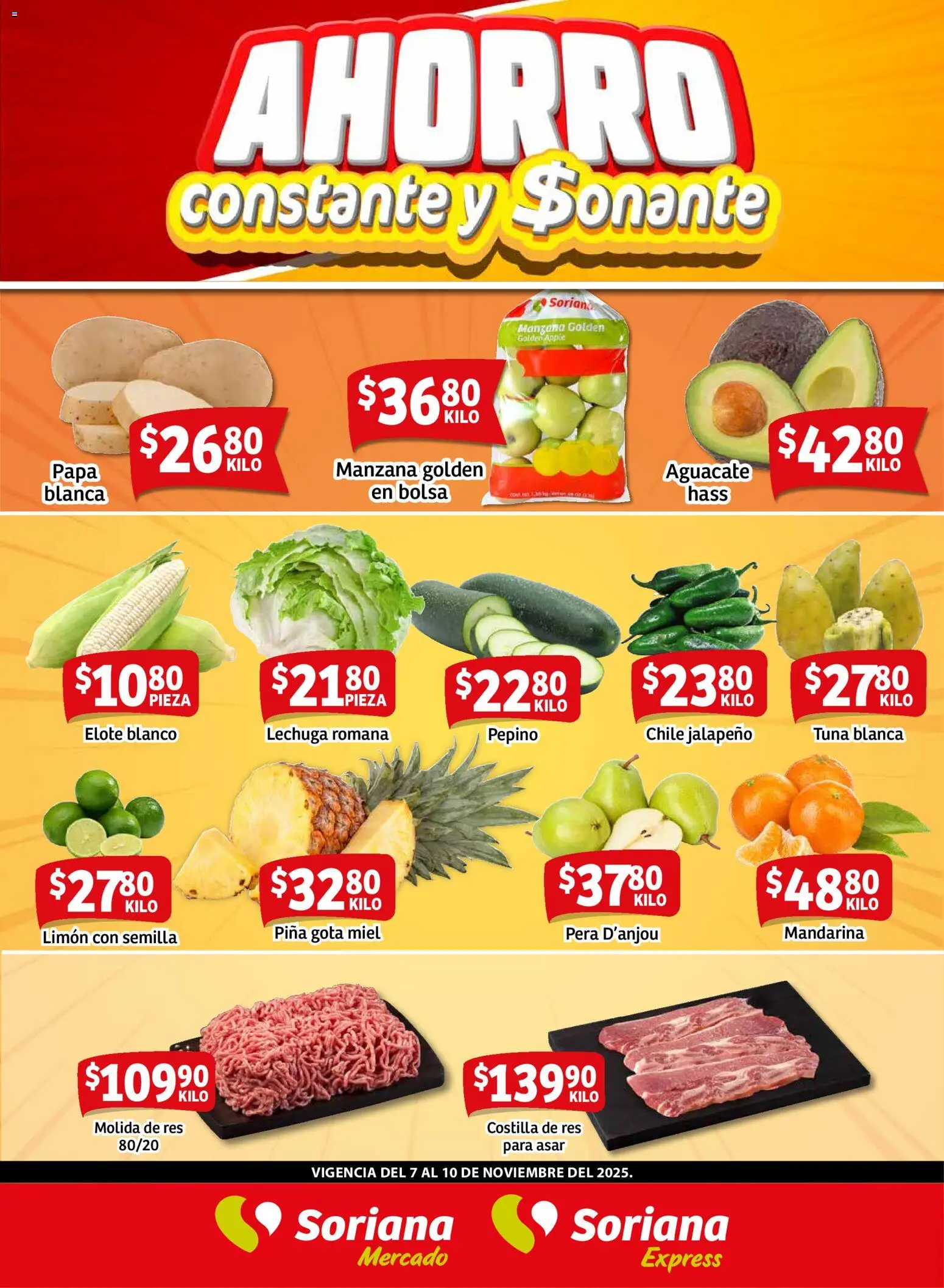 Nuevas ofertas de Soriana válidas en toda la República Mexicana desde el 07.11.2025. ¡Encuentra las mejores ofertas en Soriana - Fin de Semana Mercado: Tamaulipas! | Página: 1 | Productos: Pera, Manzana, Lechuga, Aguacate