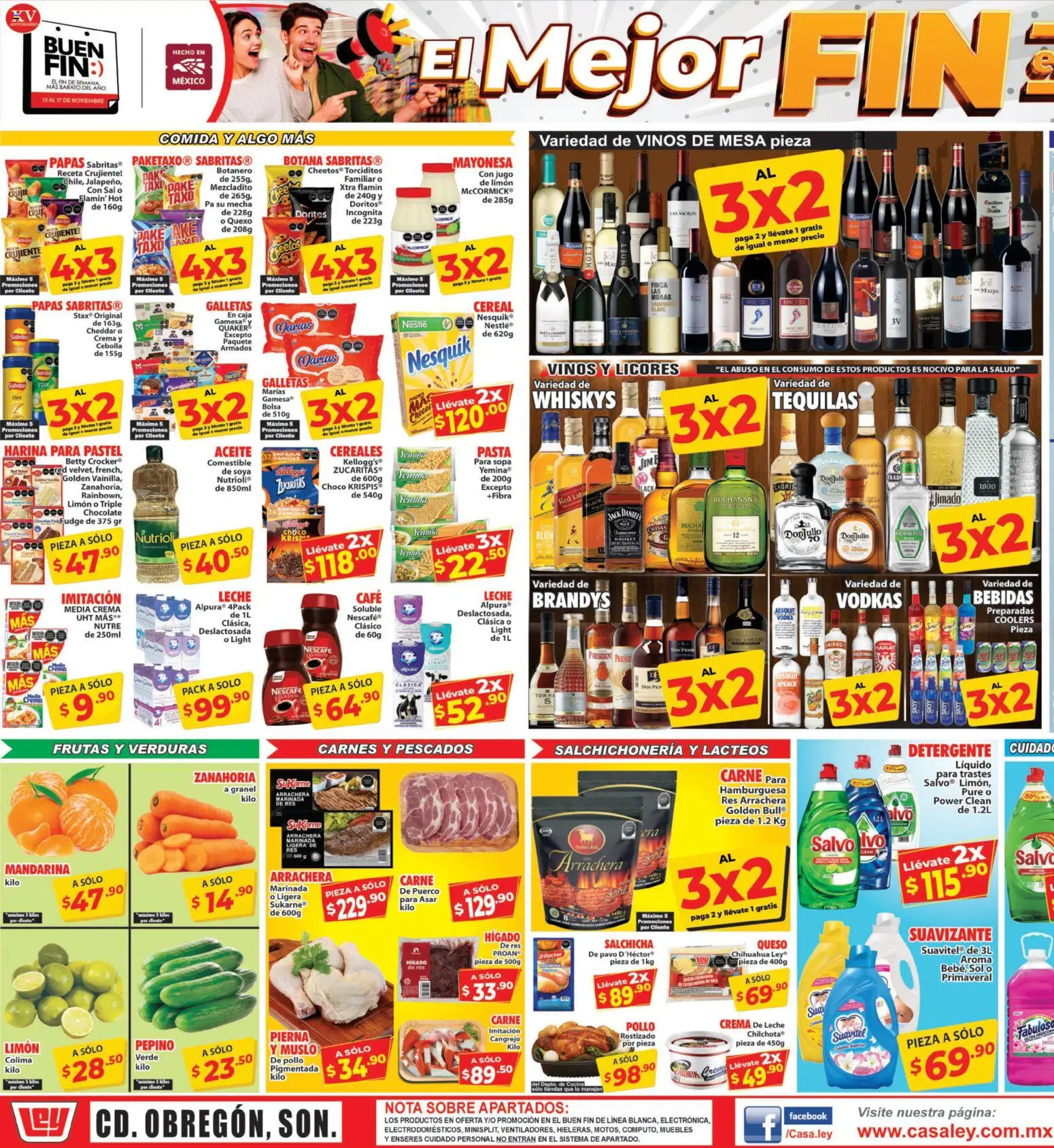 Nuevas ofertas de Casa Ley válidas en toda la República Mexicana desde el 13.11.2025. ¡Encuentra las mejores ofertas en Casa Ley folleto Obregón! | Página: 3 | Productos: Salchicha, Limón, Pastel, Vodka
