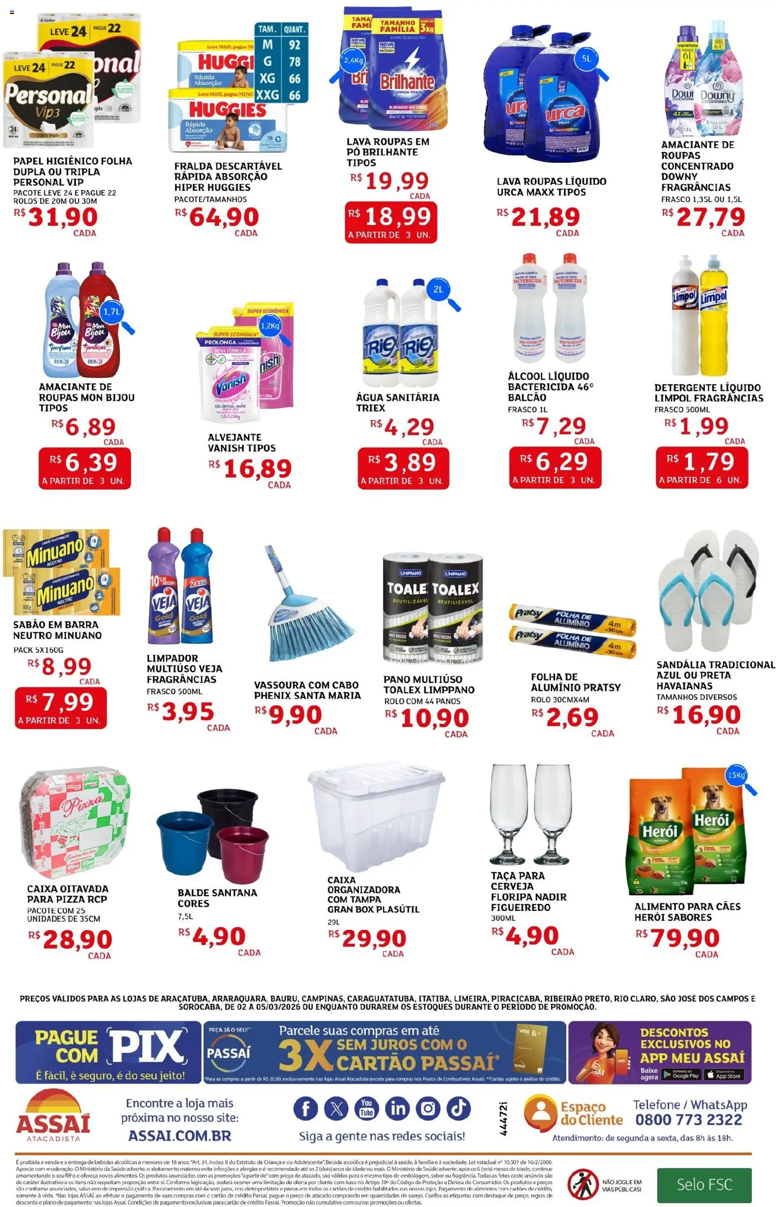 Assaí Atacadista Folheto - válido de 02.03.2026 | Página: 4 | Produtos: Rolo, Telefone, Papel higiênico, Cabo
