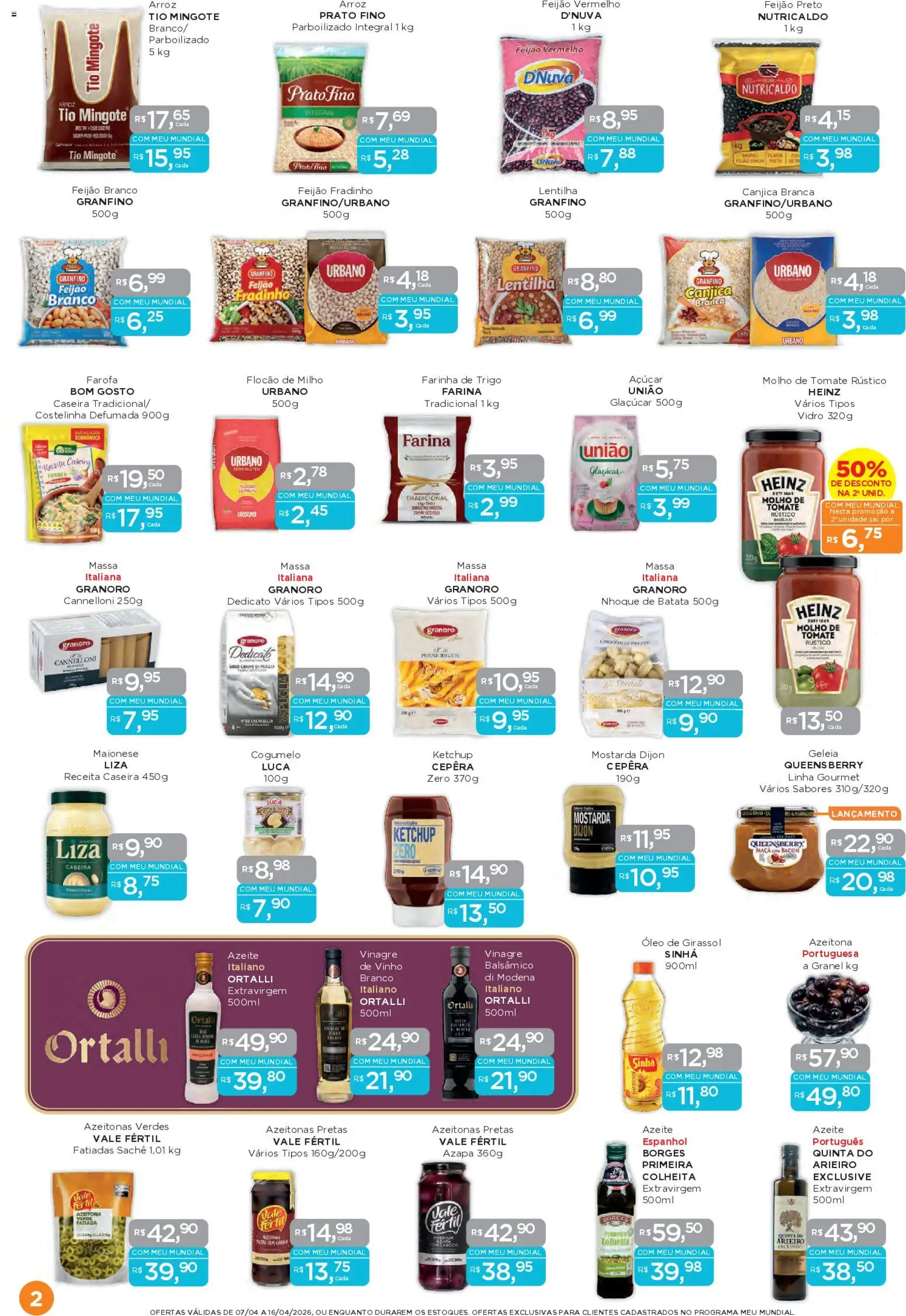 Mundial Folheto - válido de 07.04.2026 | Página: 2 | Produtos: Arroz tio mingote, Feijão, Vinho, Batata