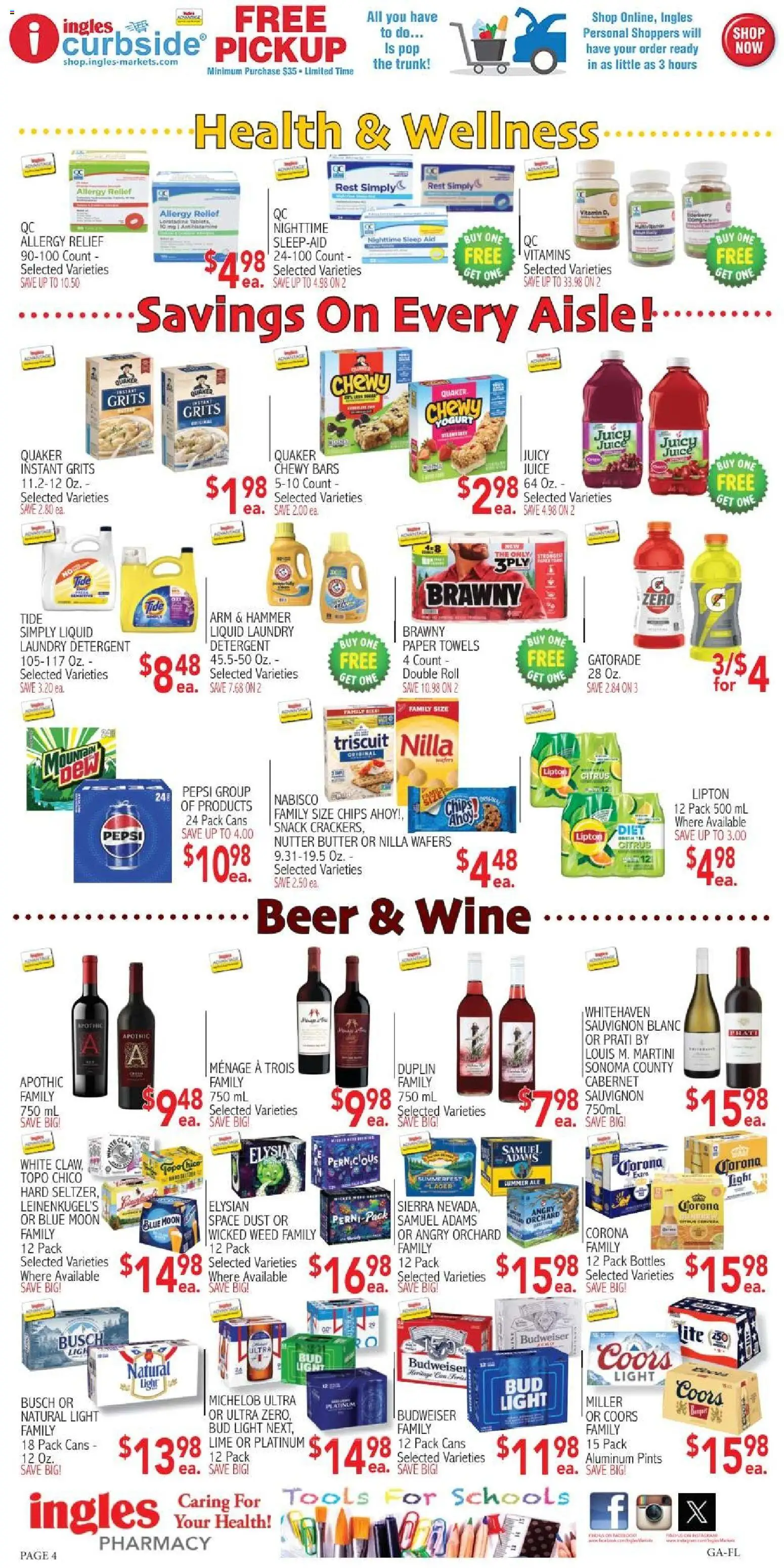 Ingles Weekly Ad - valid from 29.04.2026 | Page: 4 | Products: Hammer, Beer, Detergent, Lime