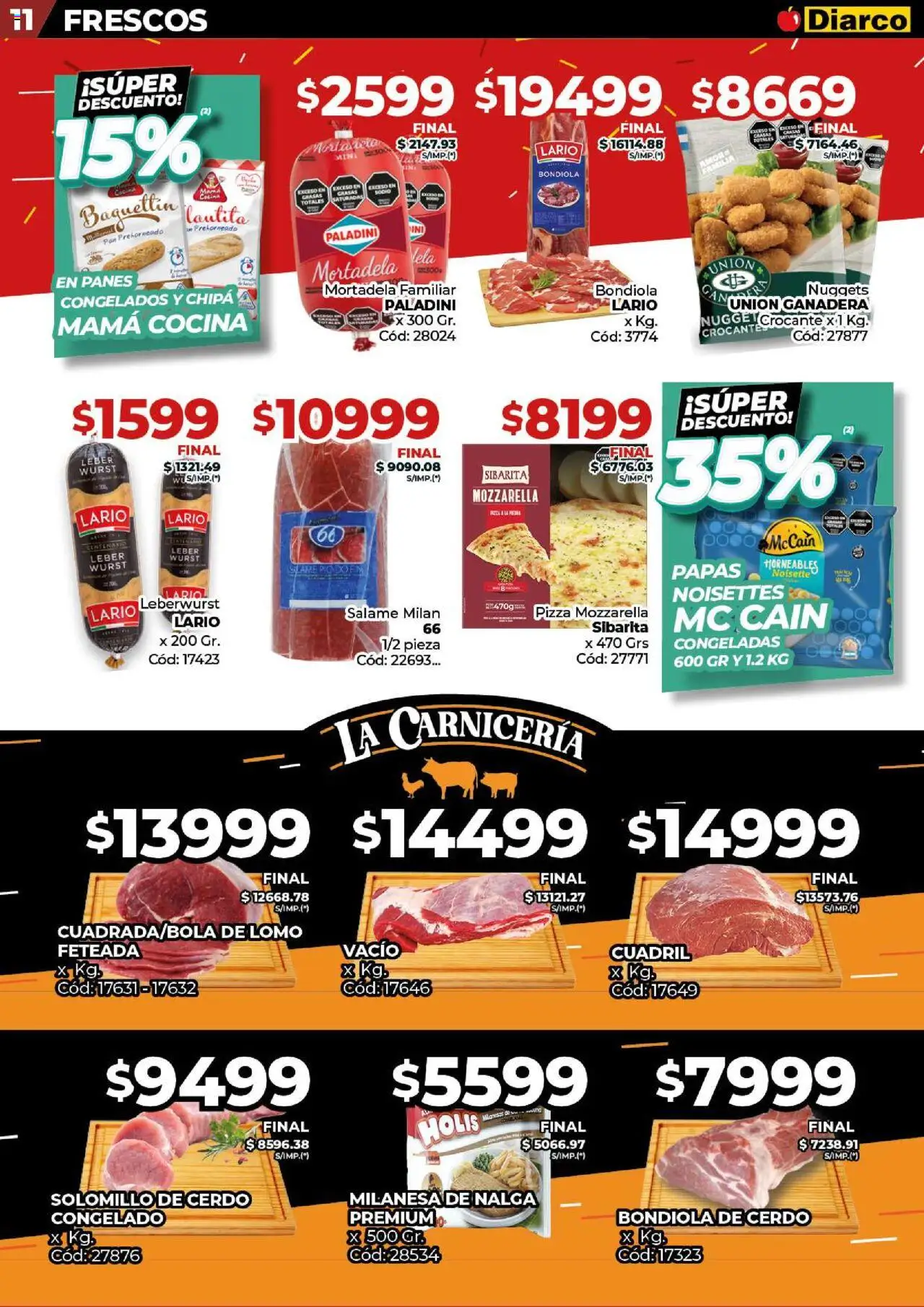 Diarco - Ofertas Sur │ válido desde el 15.09.2025 | Página: 11 | Productos: Cocina, Mortadela, Salame, Cerdo