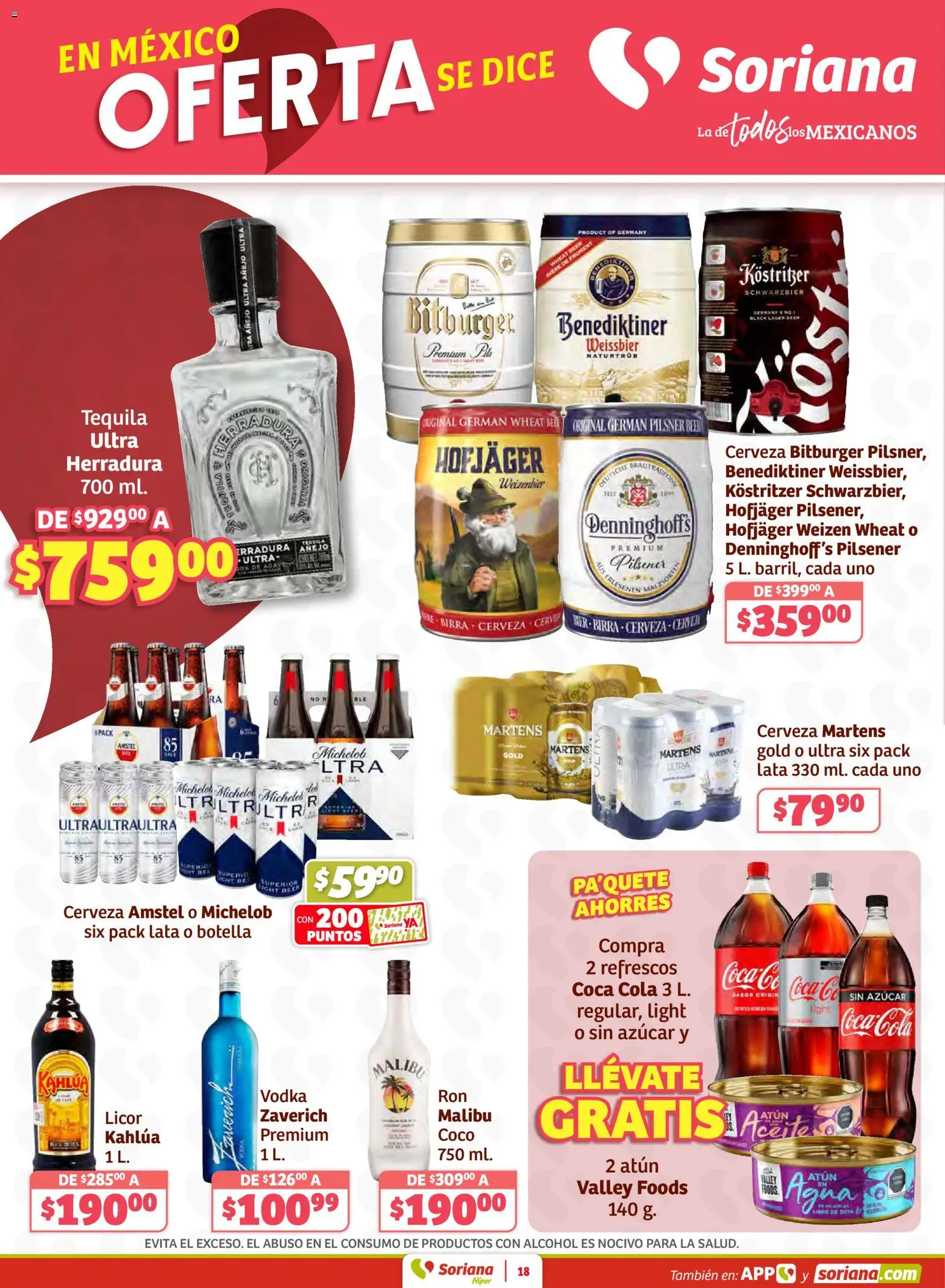 Nuevas ofertas de Soriana válidas en toda la República Mexicana desde el 12.02.2026. ¡Encuentra las mejores ofertas en Soriana - Preciazazaso Híper: Ags, Col, Gto, Jal, Mich! | Página: 18 | Productos: Aceite, Tequila, Botella, Vodka