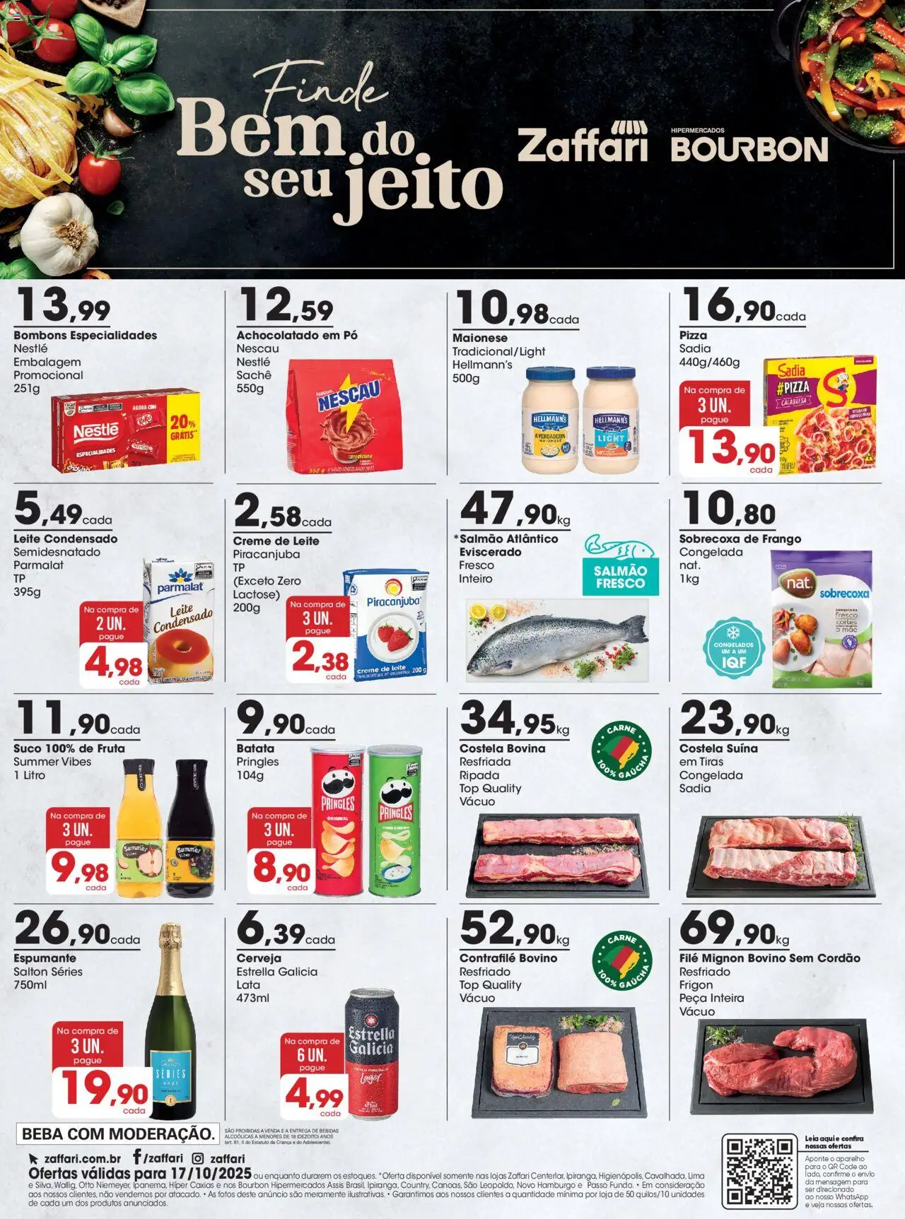 Zaffari Folheto - válido de 17.10.2025 | Página: 1 | Produtos: Nescau, Achocolatado, Suco, Bourbon