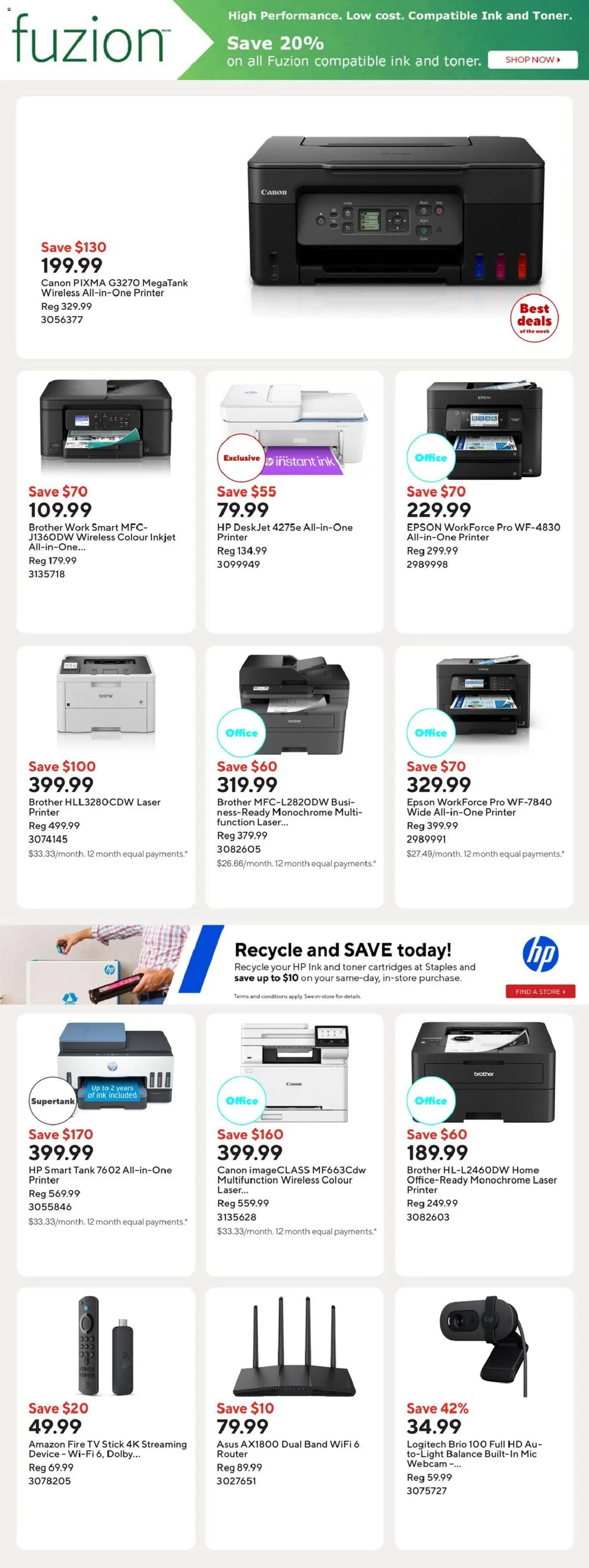 Staples flyer valid from 17.04.2026 | Page: 14 | Products: Printer, Tv, Toner