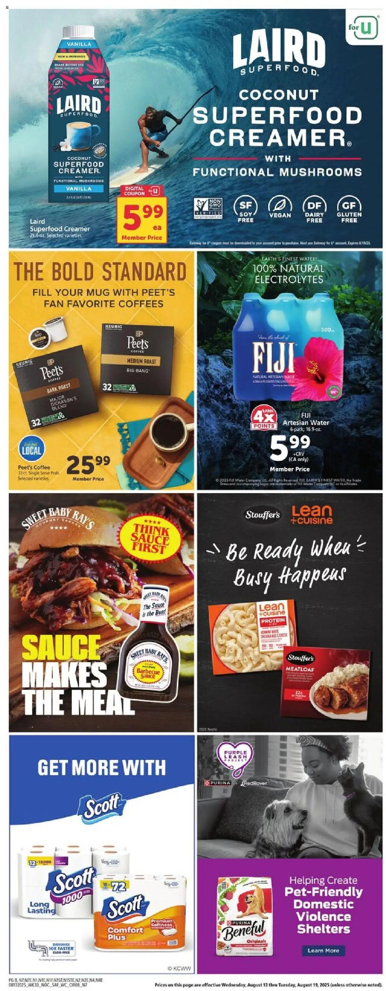 Safeway Weekly Ad - valid from 13.08.2025 | Page: 8 | Products: Mushrooms, Water, Sauce, Fan