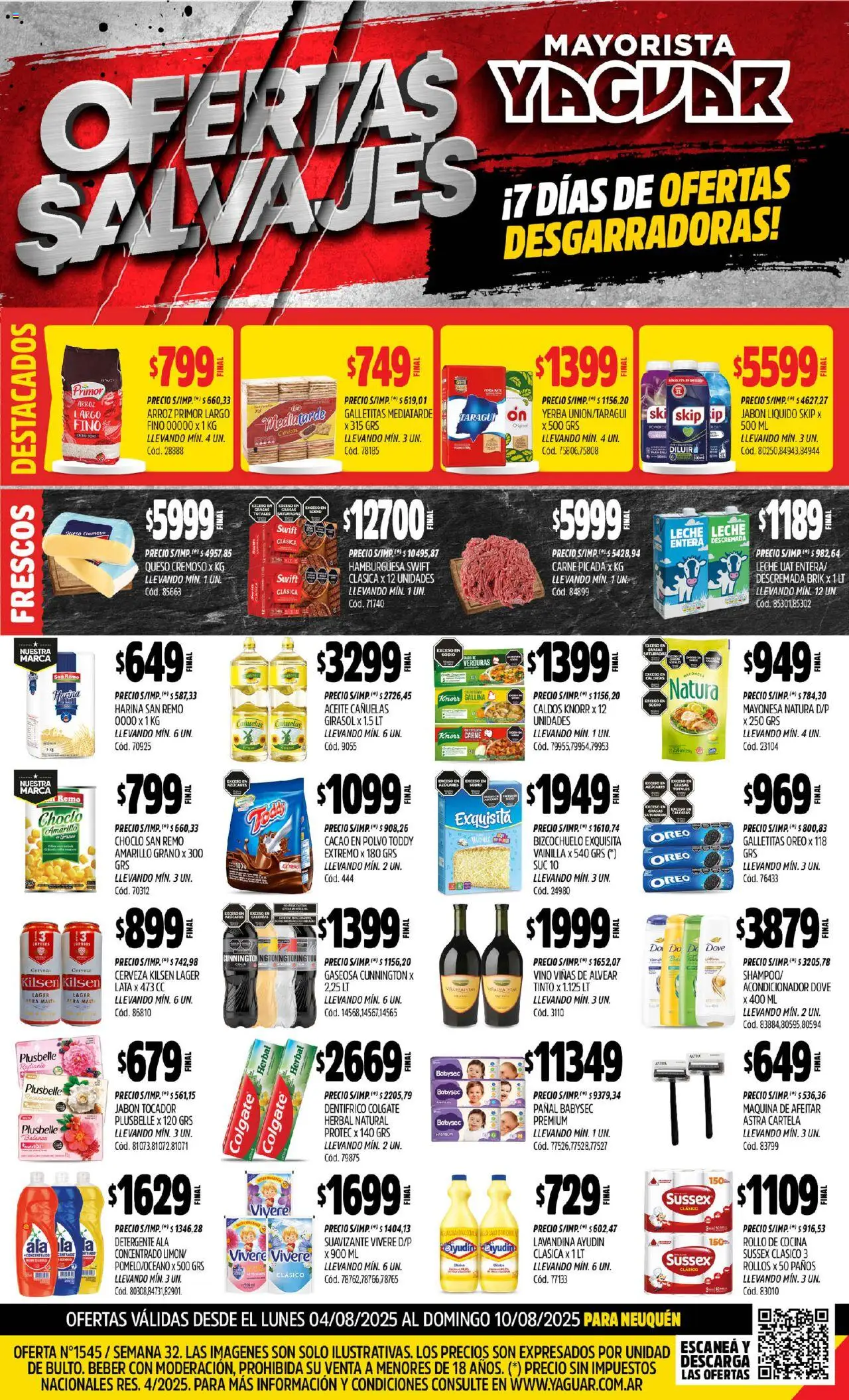Yaguar - Neuquén │ válido desde el 04.08.2025 | Página: 1 | Productos: Cocina, Galletitas, Jabón, Vino