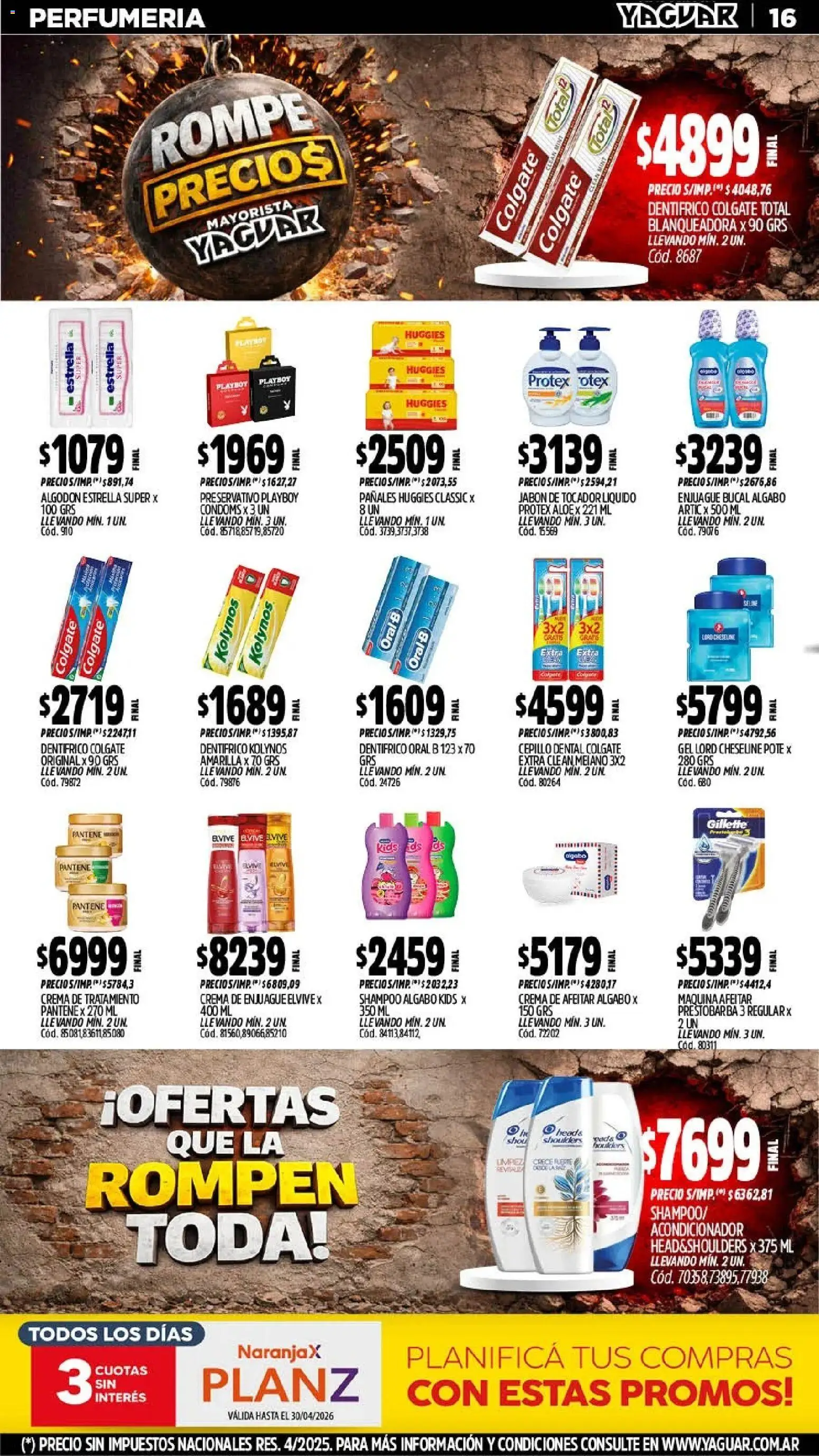 Yaguar - Oferta Semanal Mendoza │ válido desde el 20.04.2026 | Página: 16 | Productos: Shampoo, Jabón, Enjuague bucal, Crema
