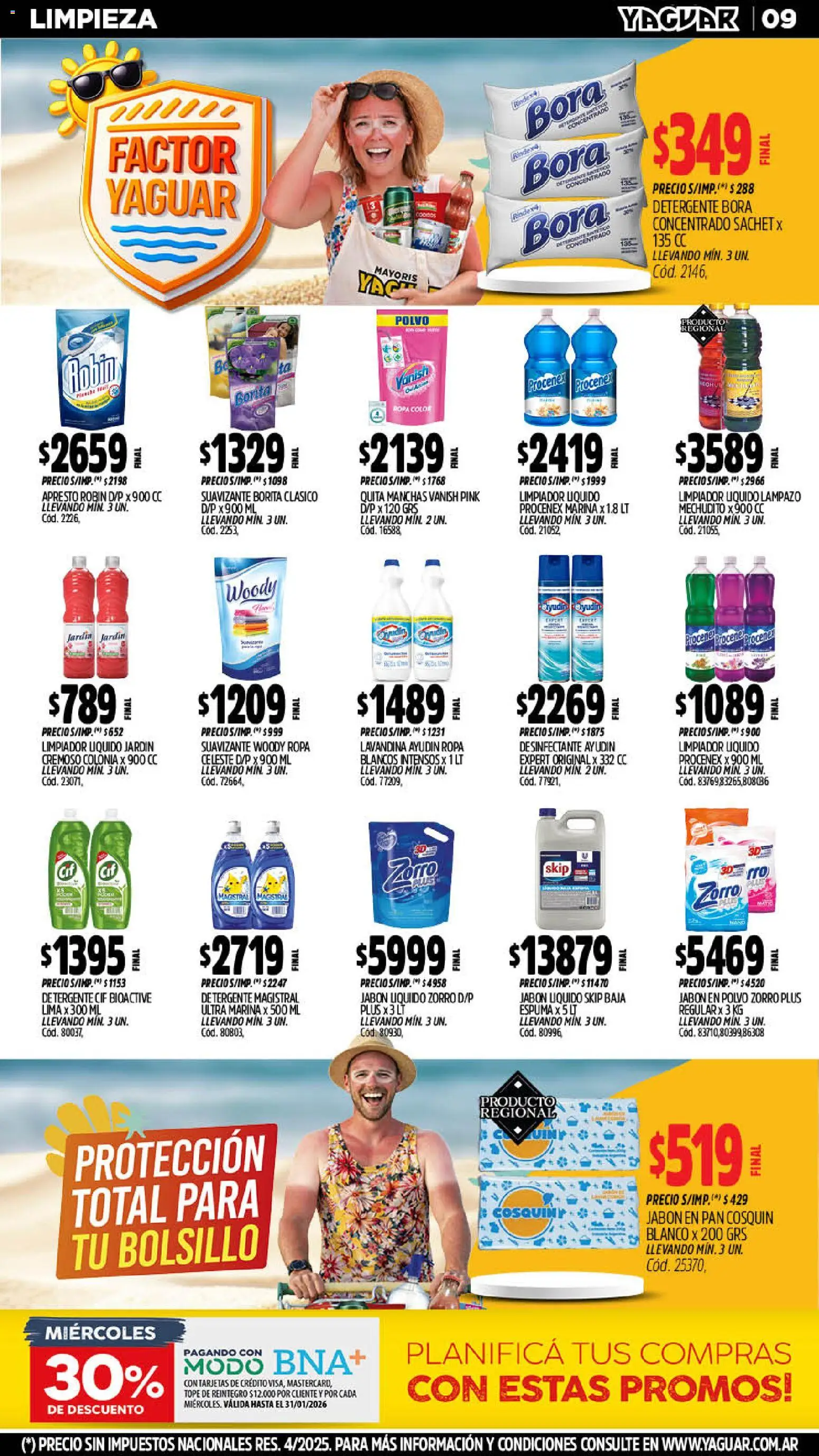 Yaguar - Oferta Semanal San Juan │ válido desde el 19.01.2026 | Página: 9 | Productos: Desinfectante, Lavandina, Detergente, Limpiador