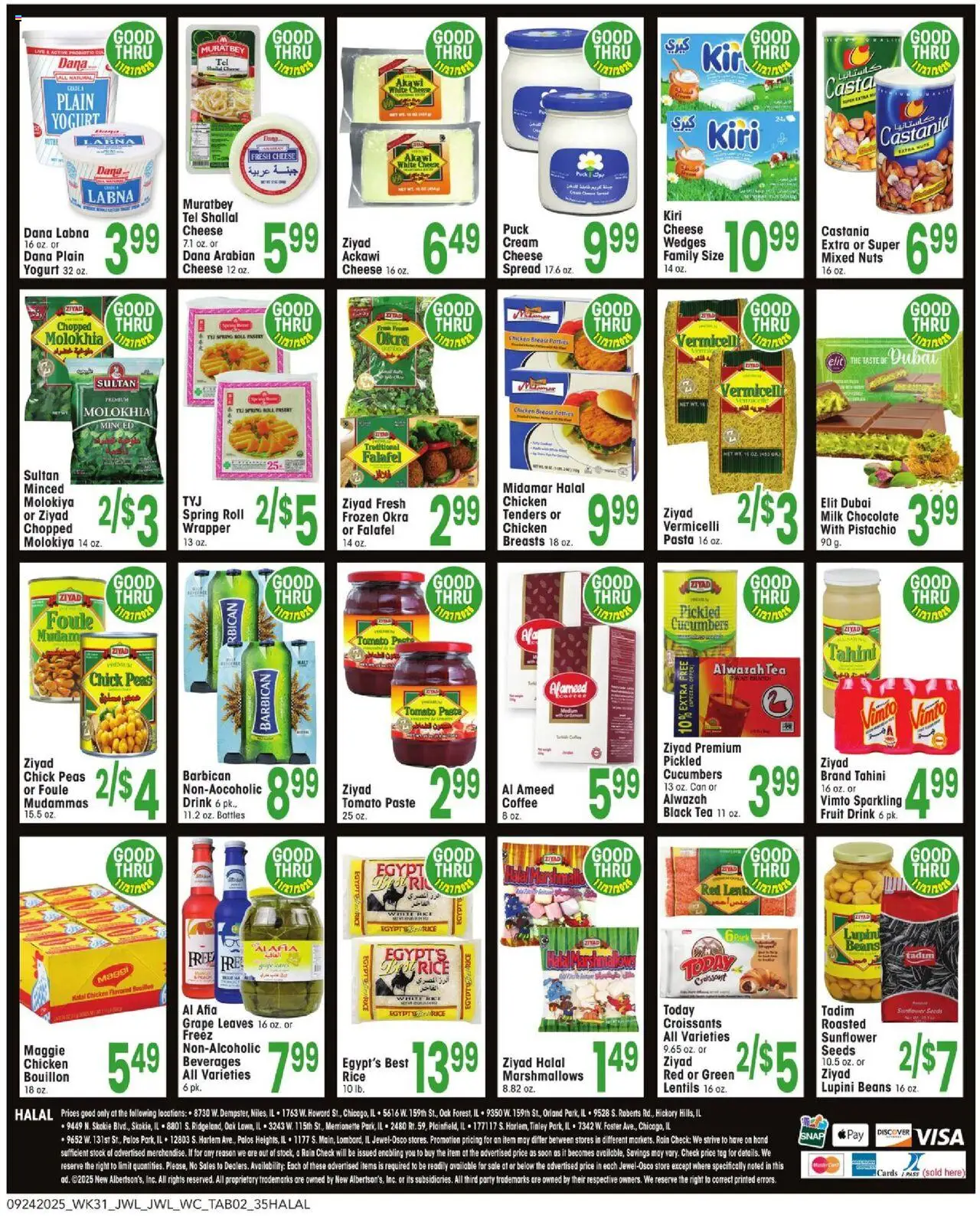 Jewel Osco Halal ad - valid from 24.09.2025 | Page: 2 | Products: Milk, Coffee, Chocolate, Pasta