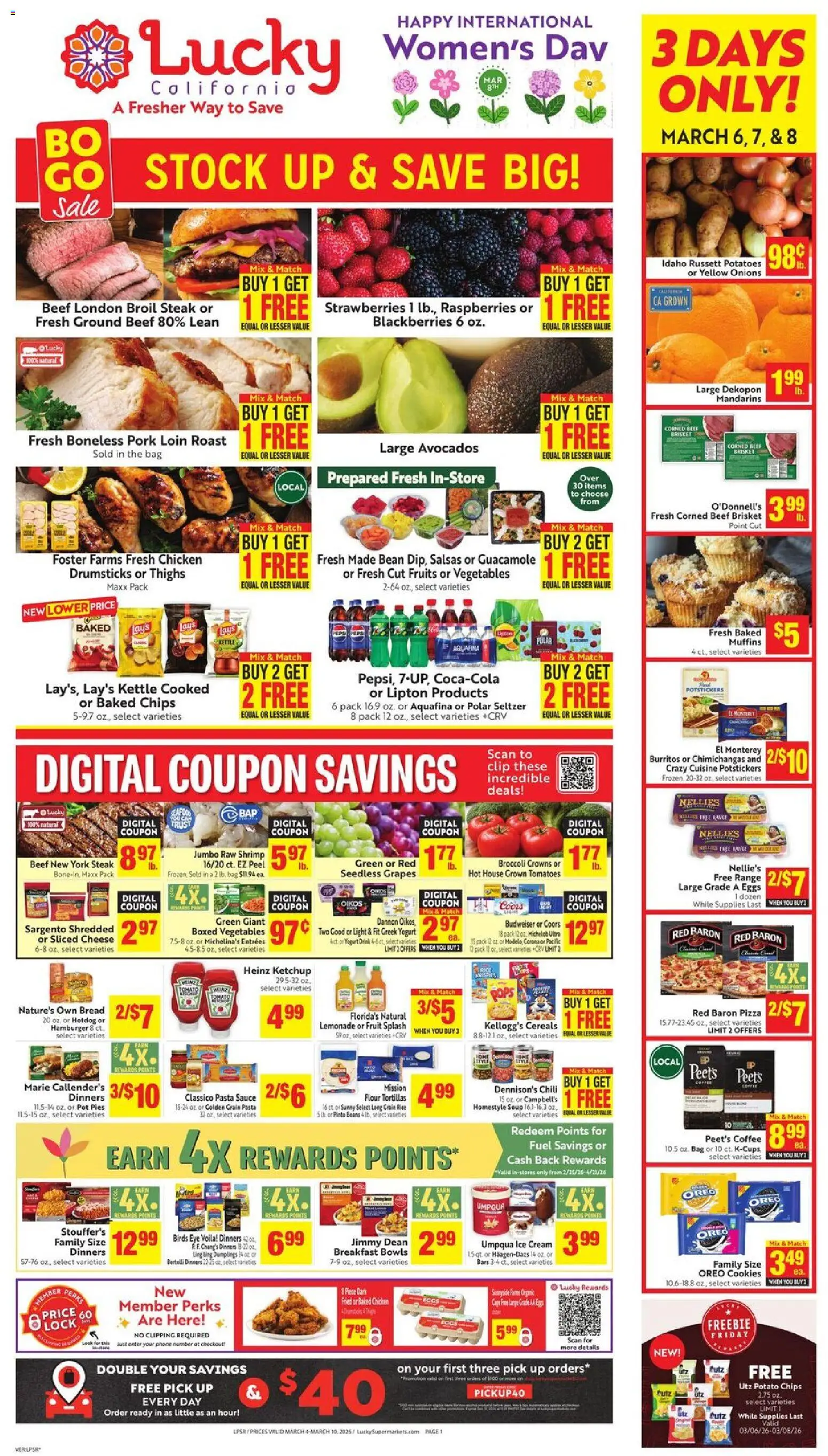 Lucky Supermarkets Weekly - AK - valid from 04.03.2026 | Page: 1 | Products: Clip, Eggs, Coffee, Ice cream