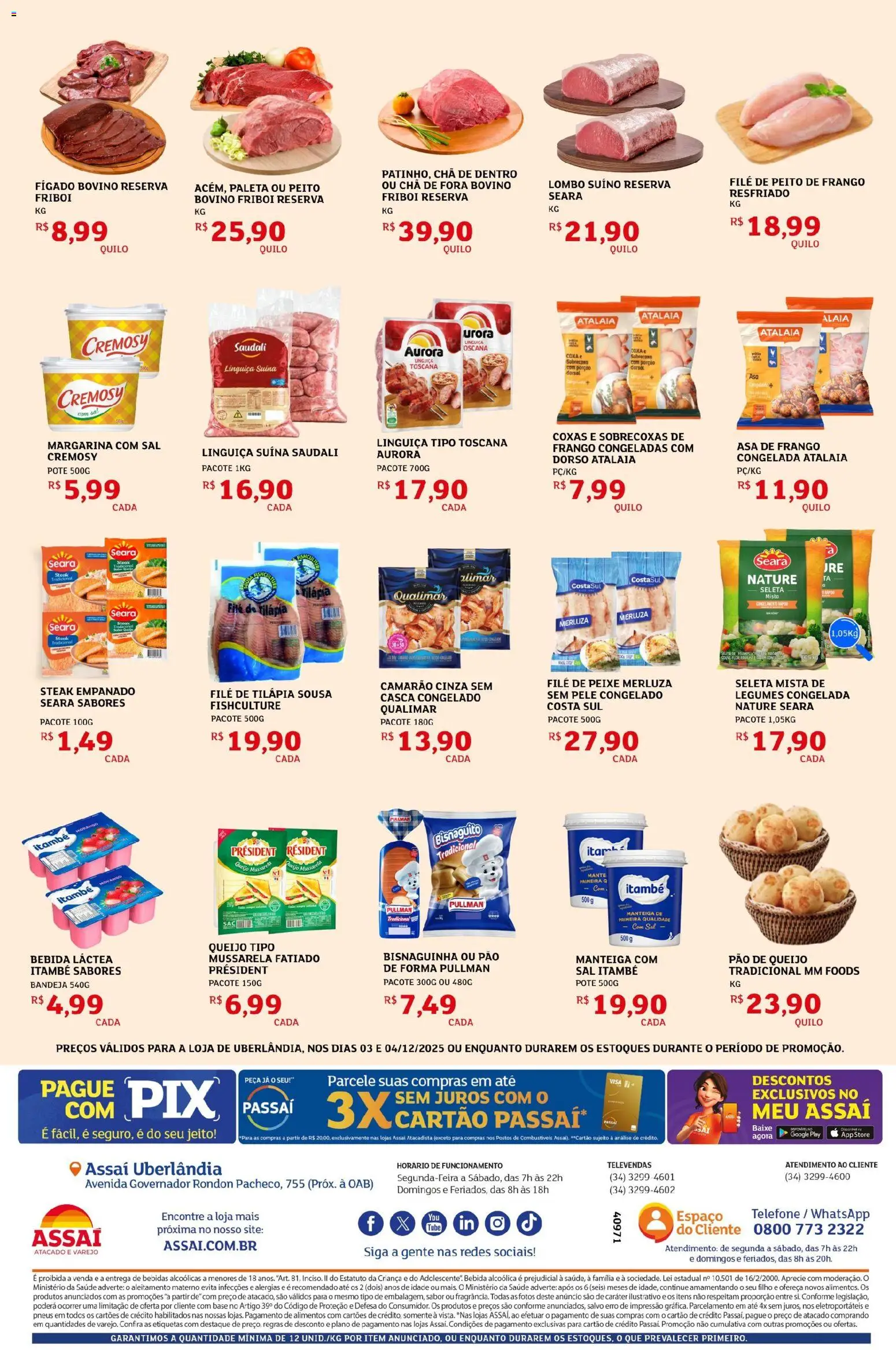 Assaí Atacadista Folheto - válido de 03.12.2025 | Página: 2 | Produtos: Lombo, Pneus, Peixe, Margarina